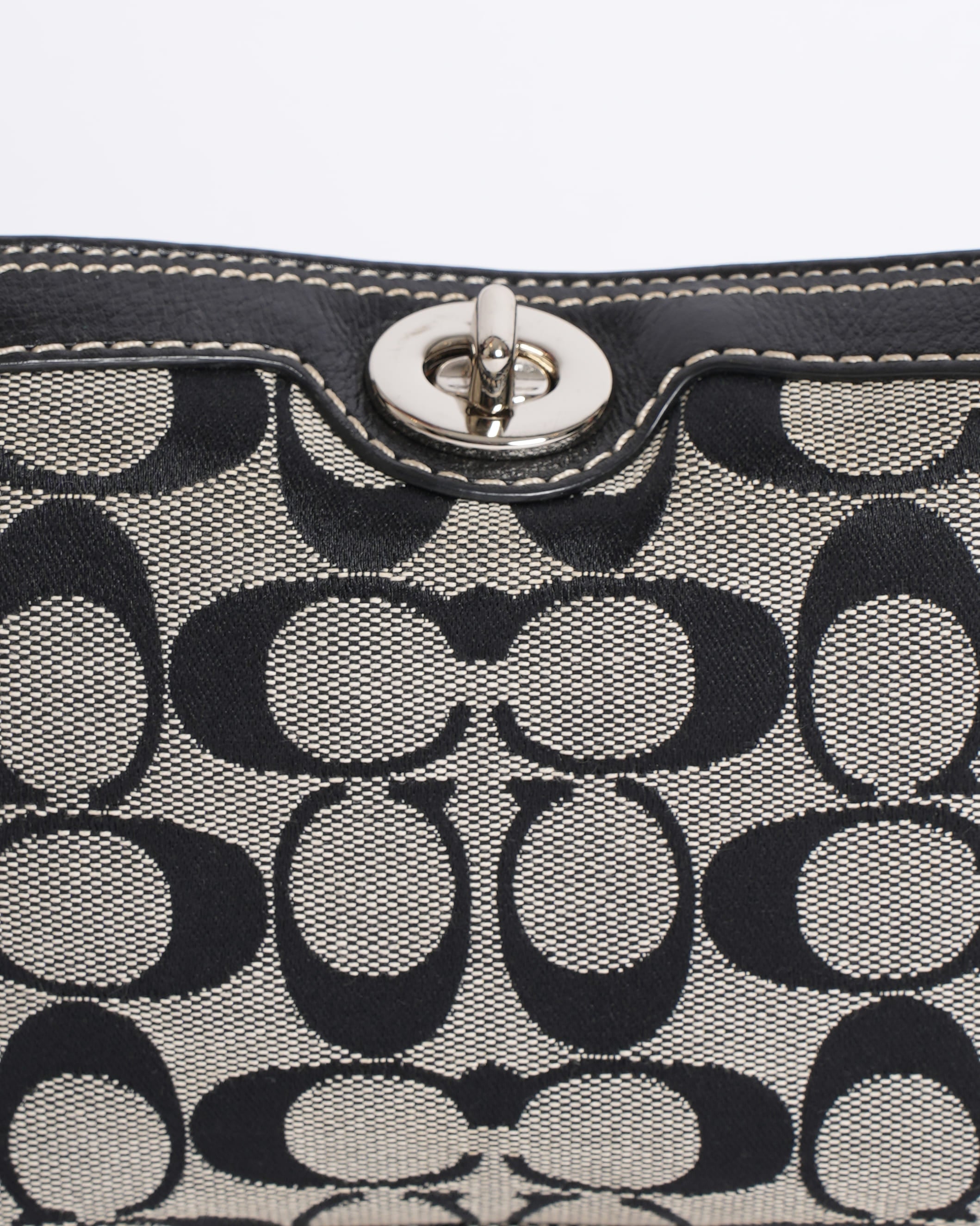 Coach Signature Turnlock Canvas Monogram Shoulder Bag