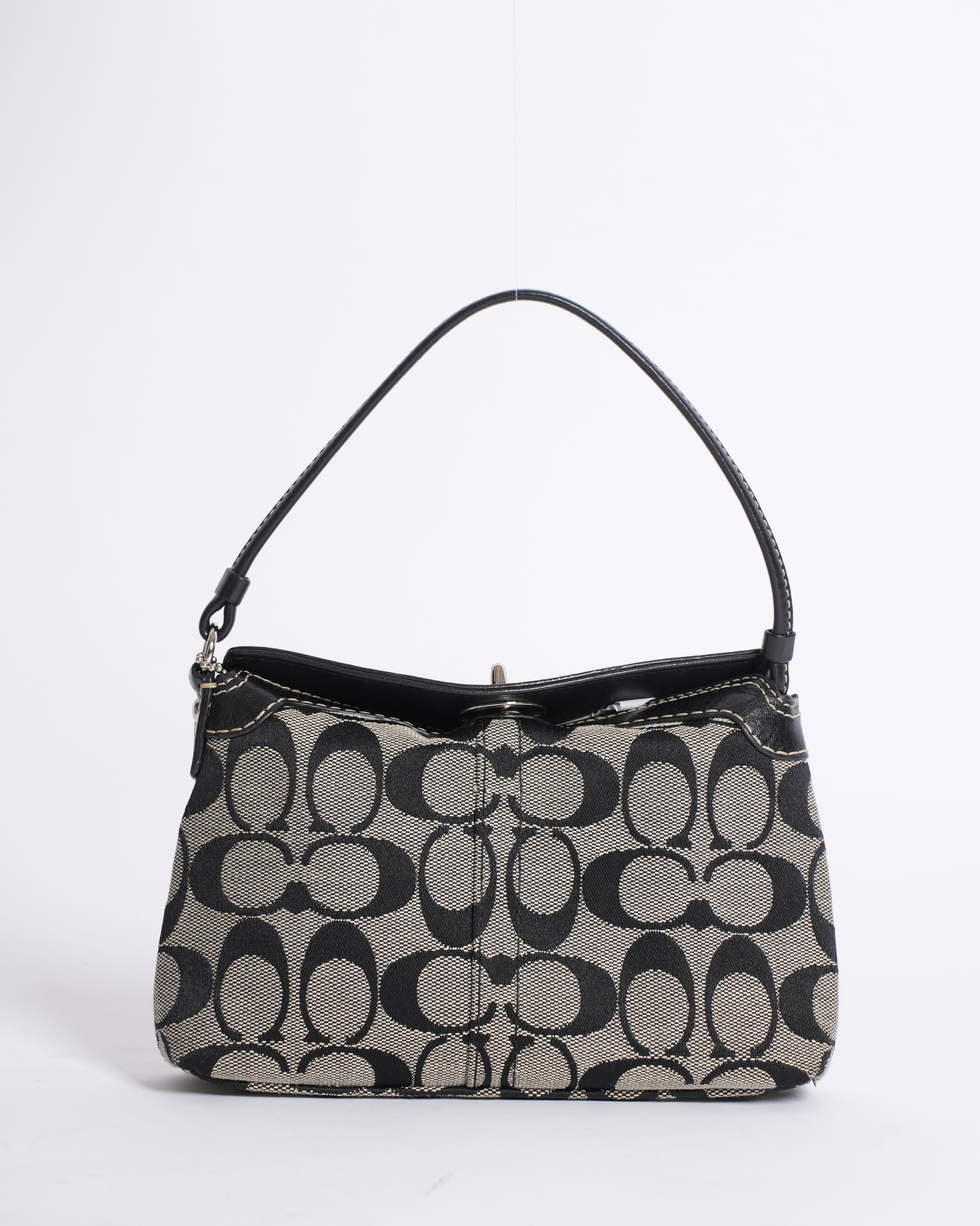 Coach Signature Turnlock Canvas Monogram Shoulder Bag