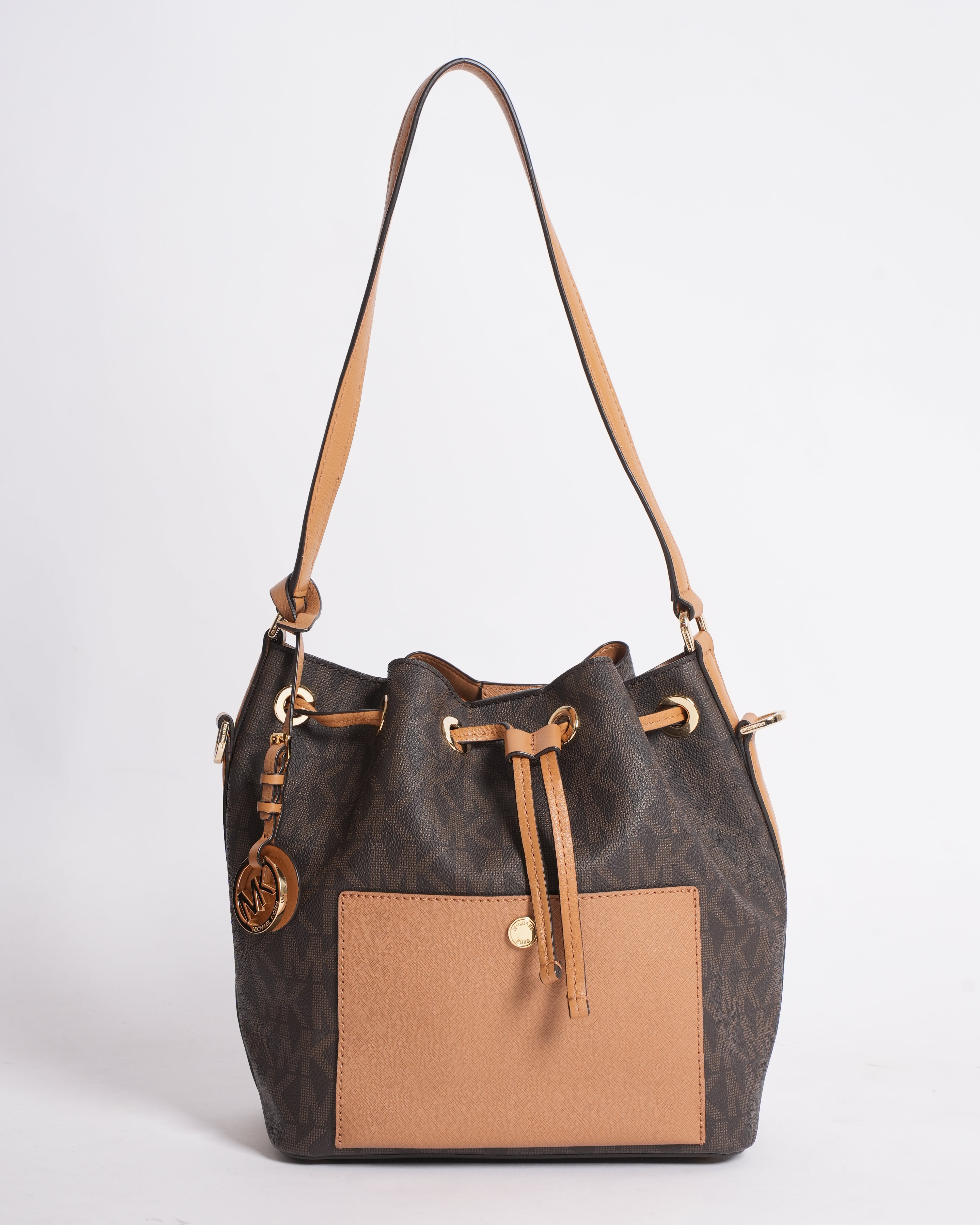 MIchael Kors Monogram Bucket Bag In Brown
