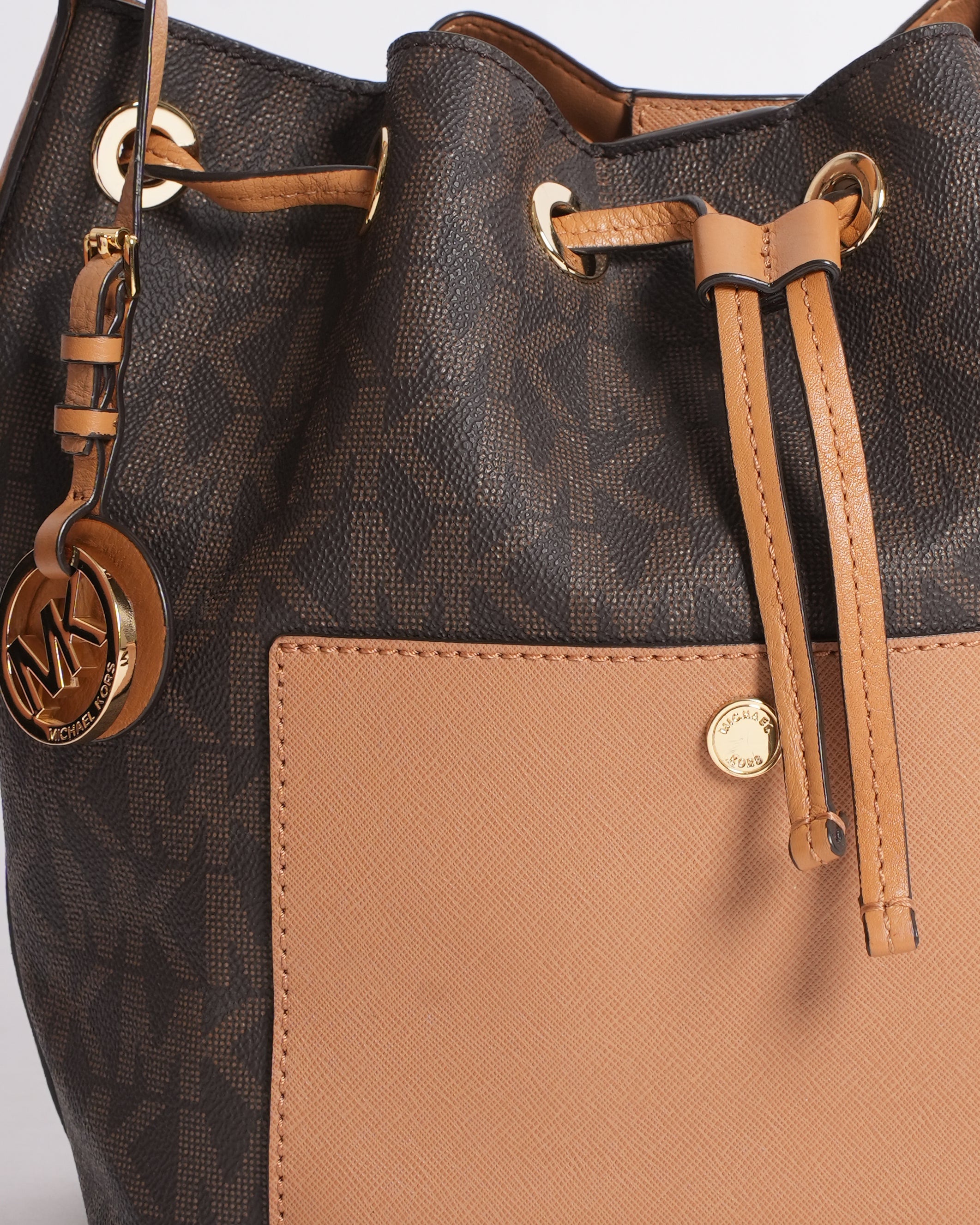 MIchael Kors Monogram Bucket Bag In Brown