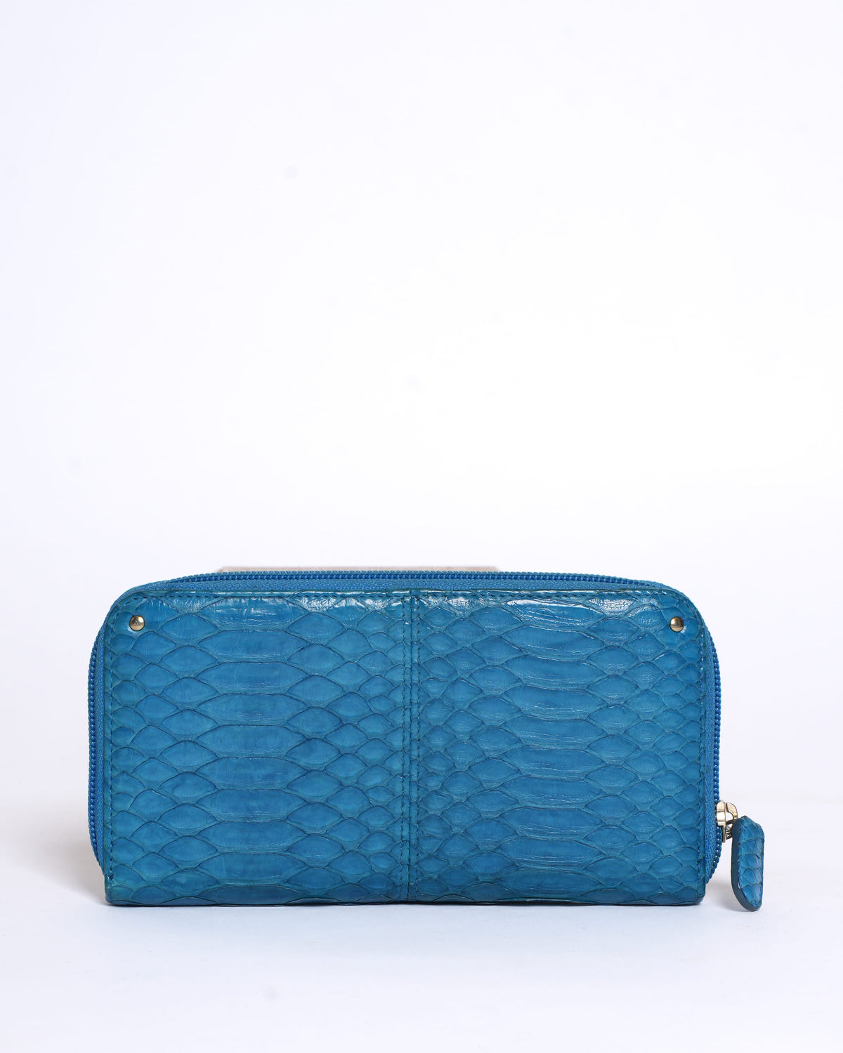 Roberto Cavalli Blue Python Zip-Around Continental Wallet