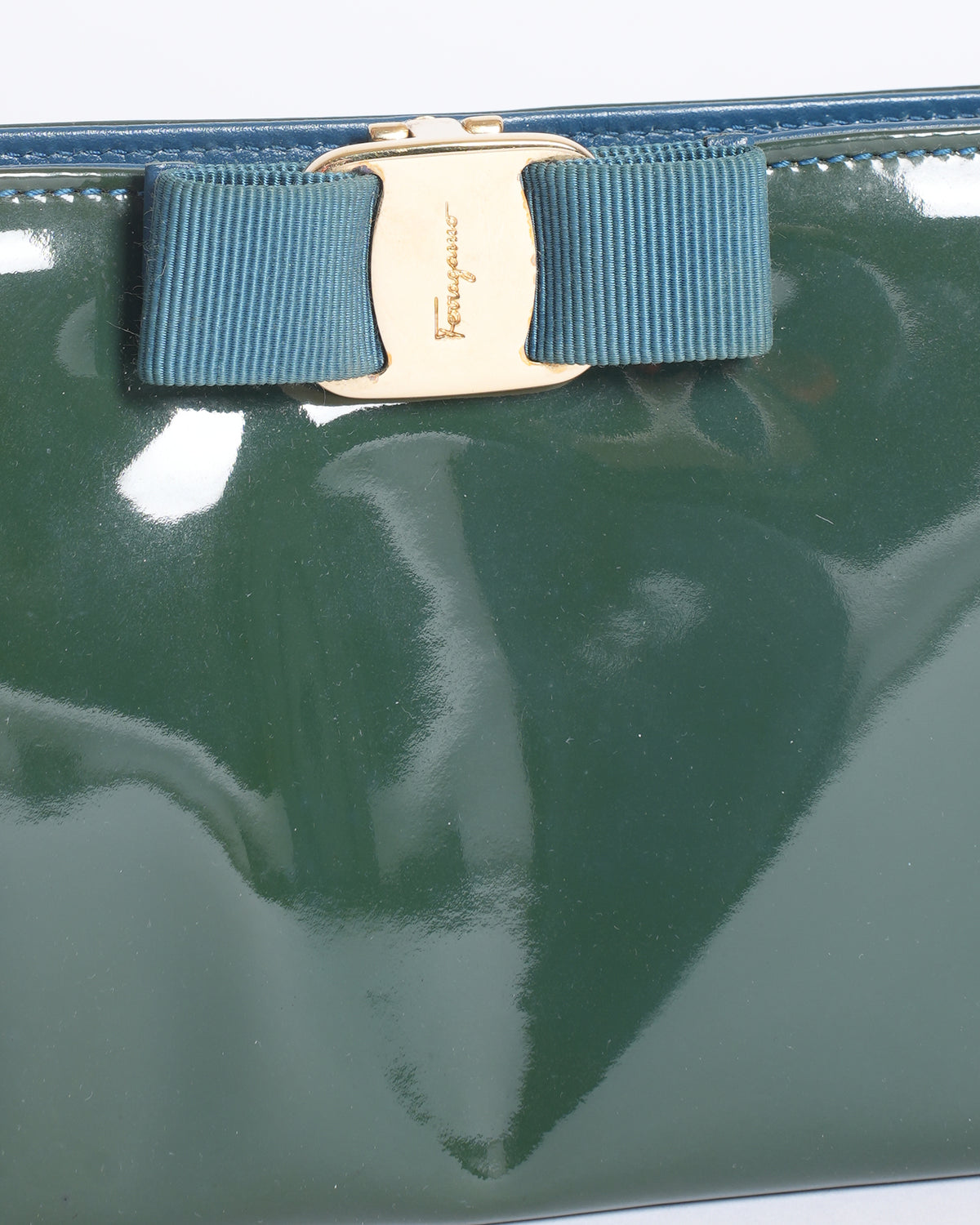 Salvatore Ferragamo Green Patent Leather Vara Bow Crossbody Bag
