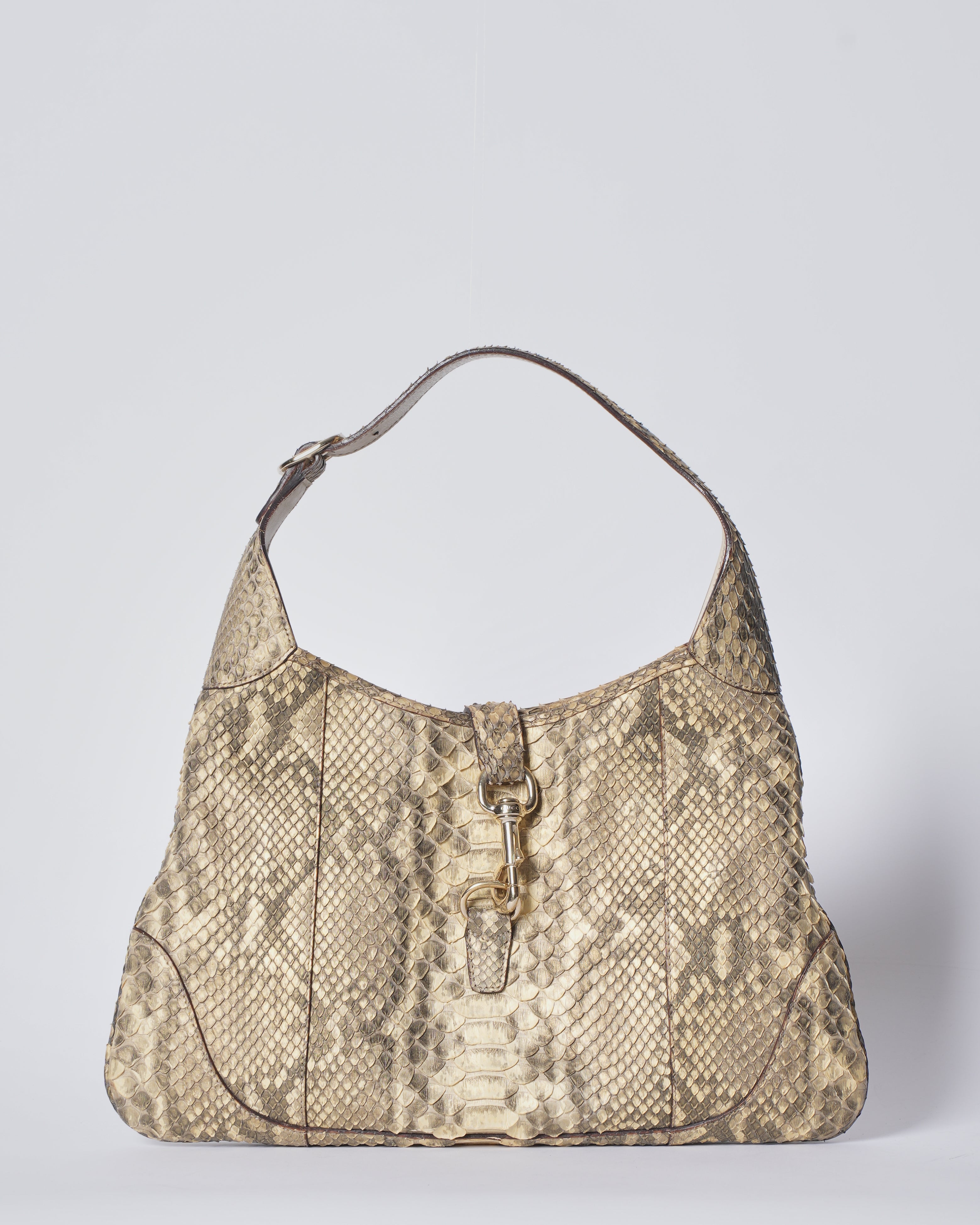 Gucci Gold Python Jackie O Bouvier Hobo