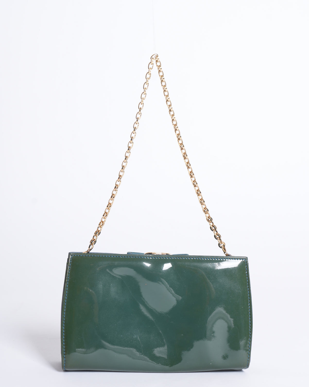 Salvatore Ferragamo Green Patent Leather Vara Bow Crossbody Bag