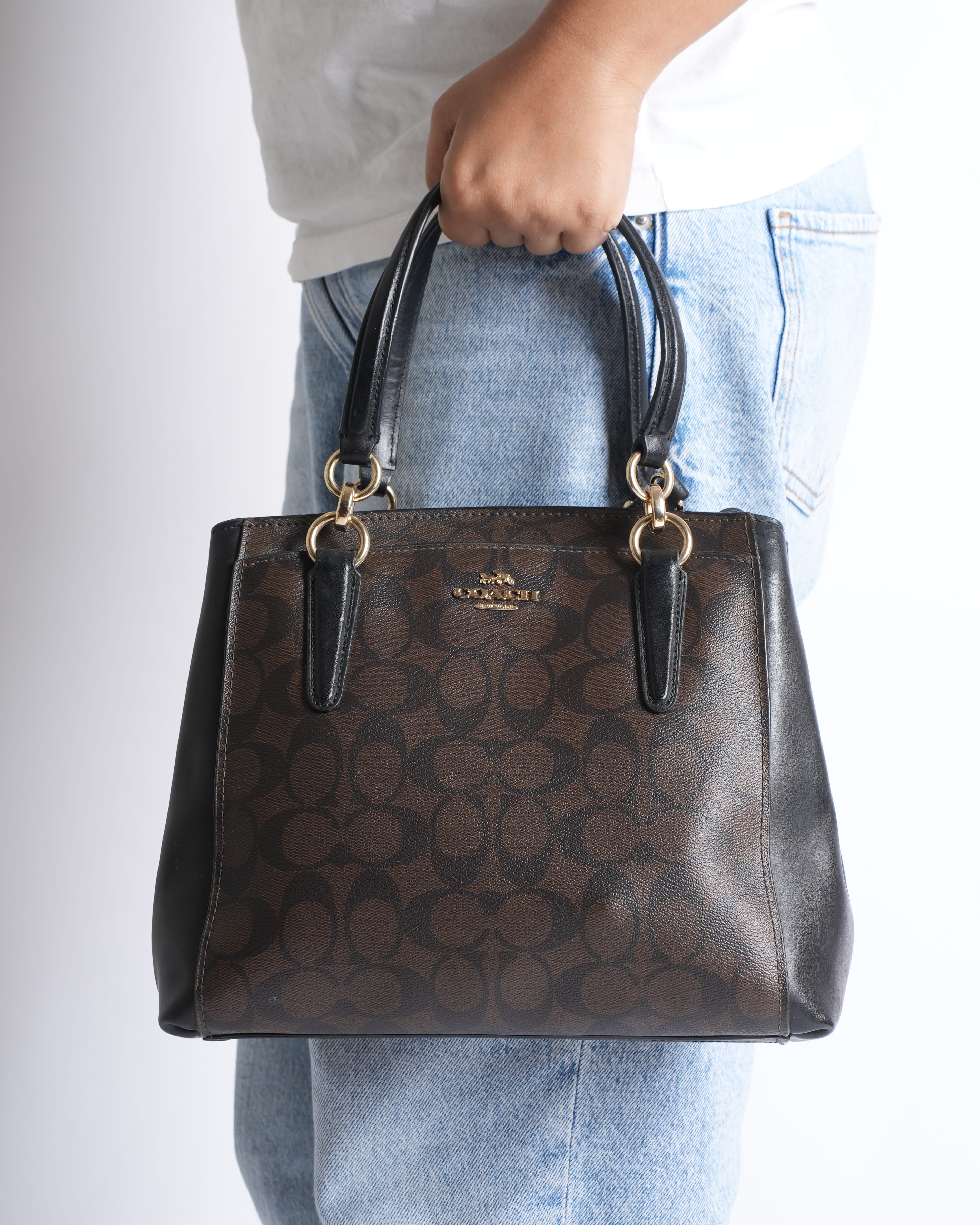 Coach Monogram Top Handle Bag WIth Crossbody Strap