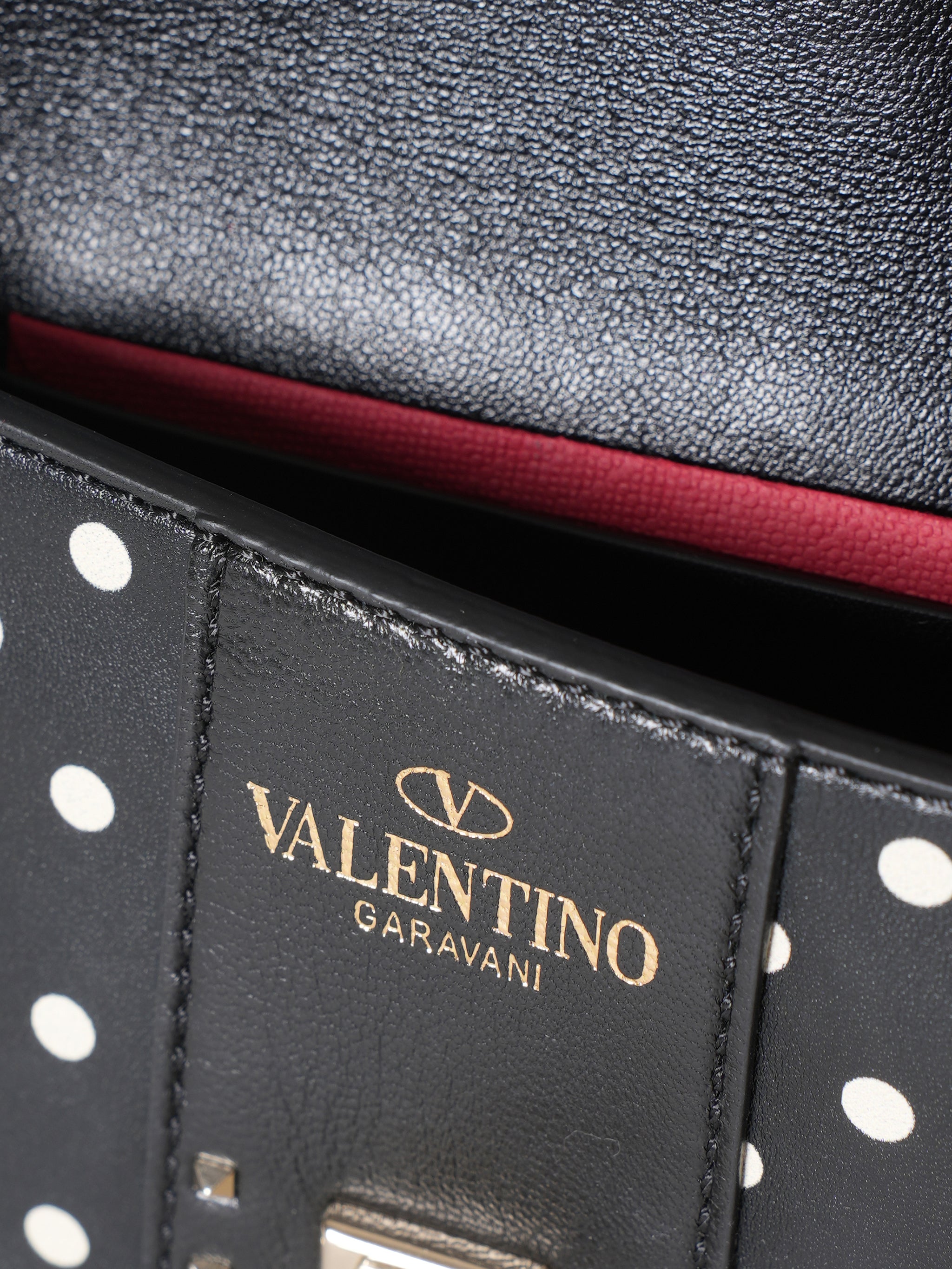 Valentino Black Rockstud Ruffle Strap Bag