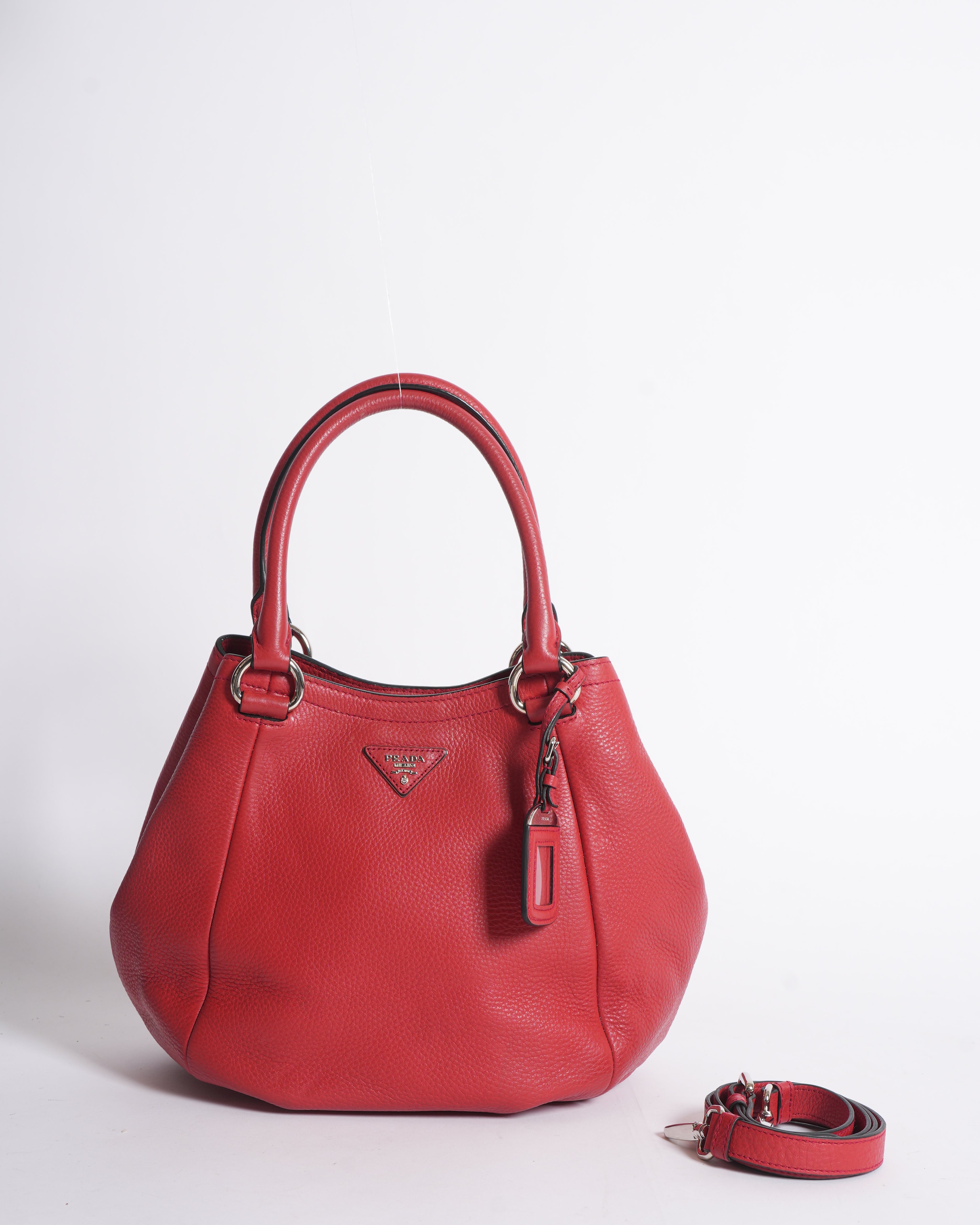 Prada Rosso Vitello Phenix Leather Tote Bag