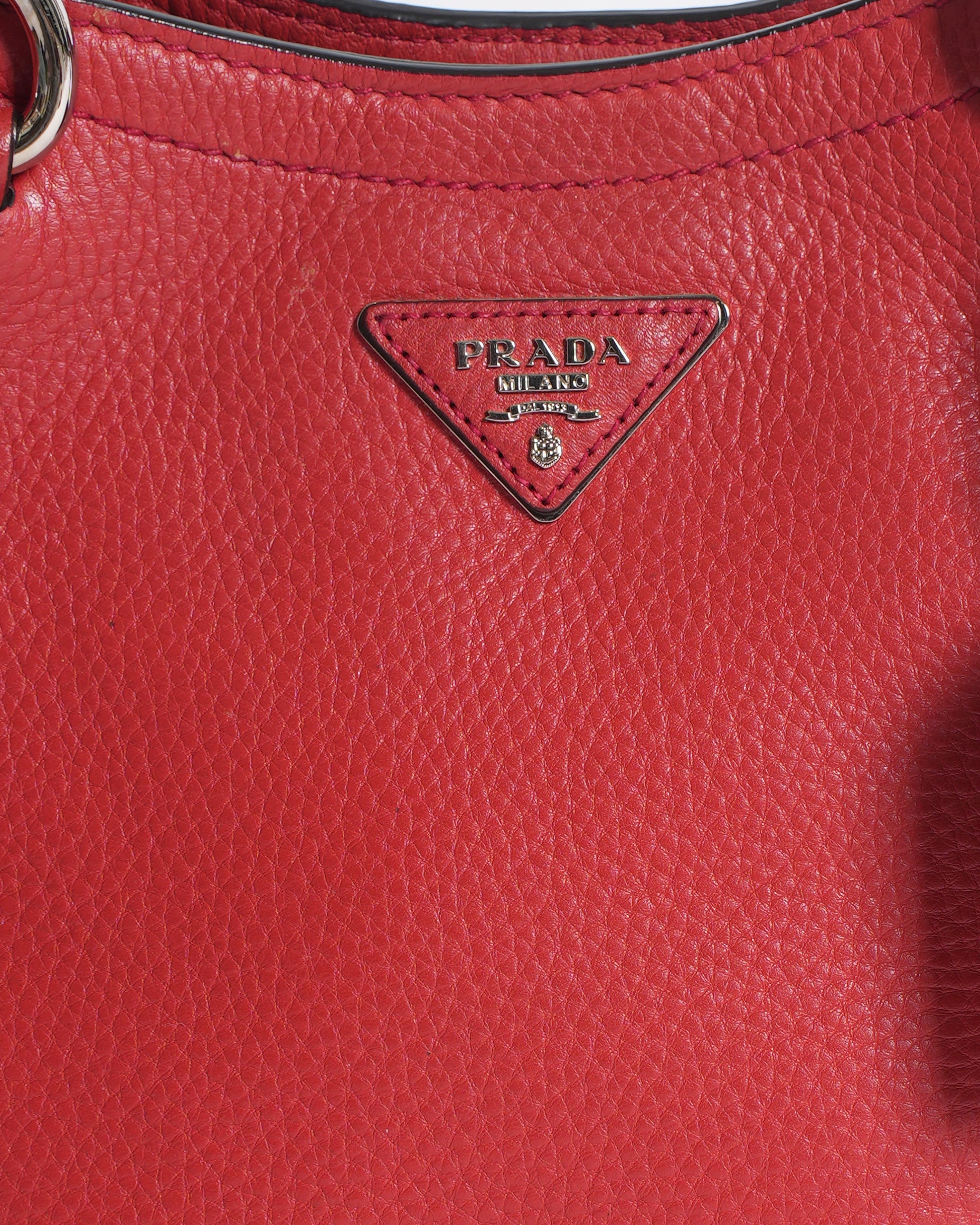 Prada Rosso Vitello Phenix Leather Tote Bag