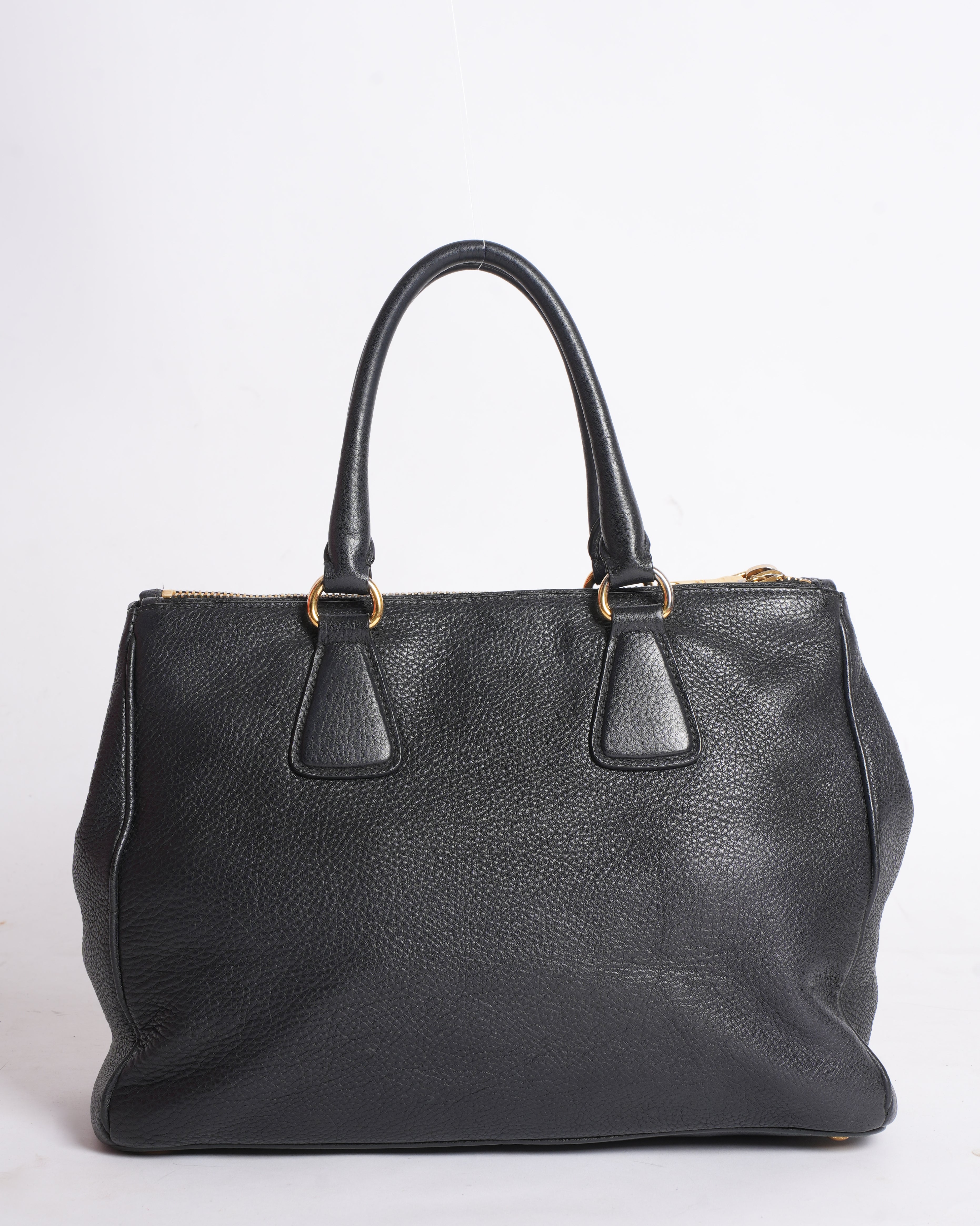 prada Black Vitello Phenix Leather Tote bag