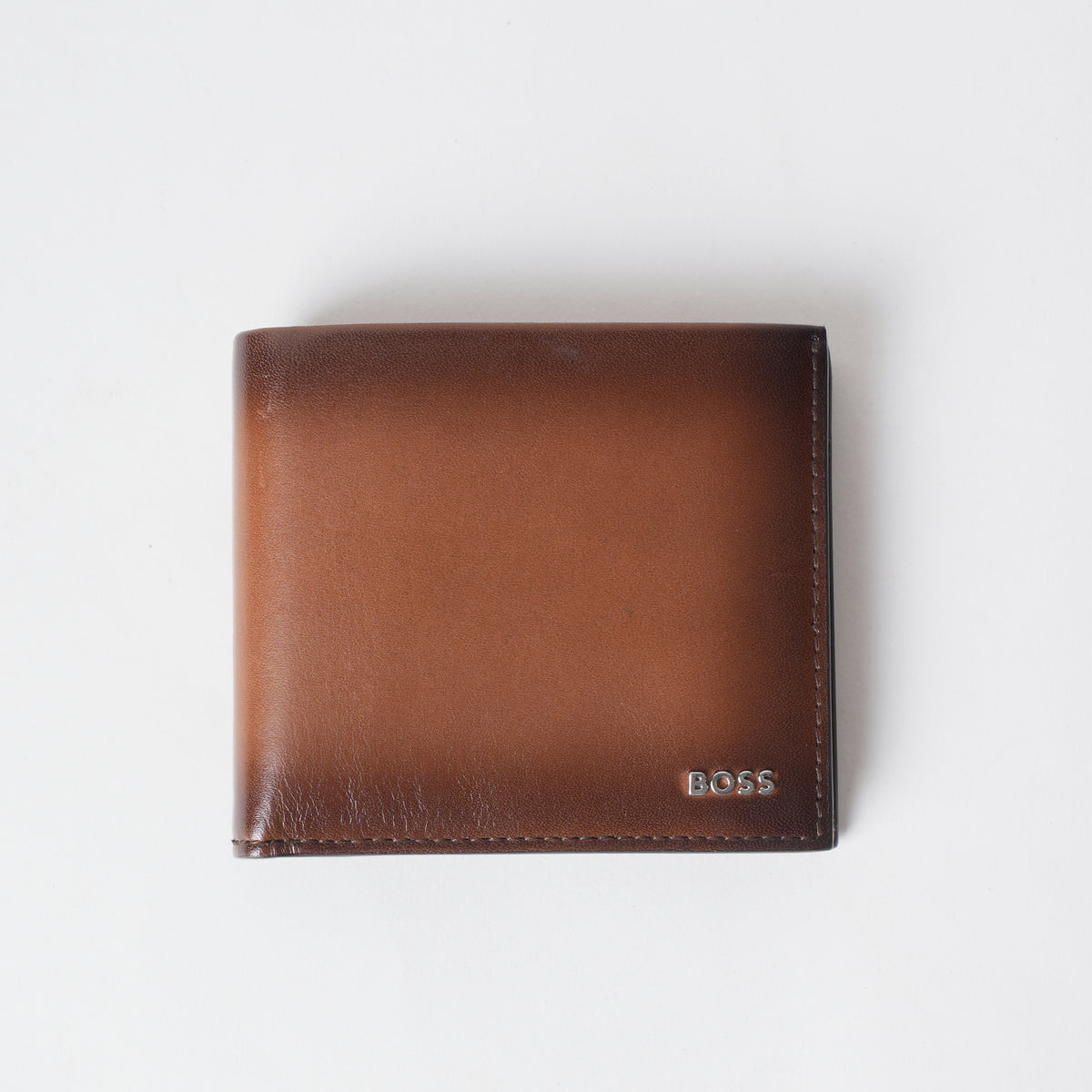 Hugo Boss Leather Wallet With Polished Silver Lettering