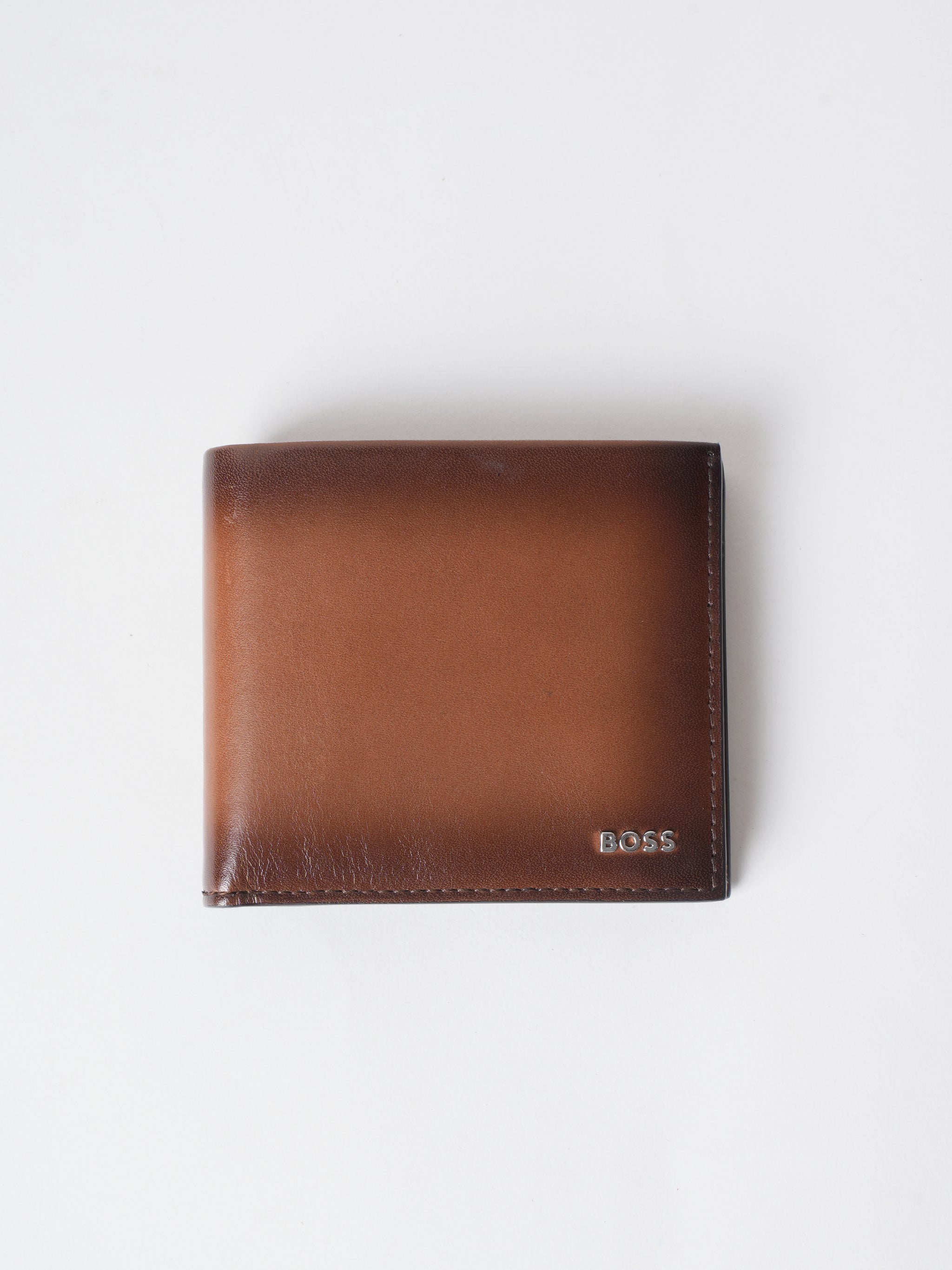 Hugo Boss Leather Wallet With Polished Silver Lettering