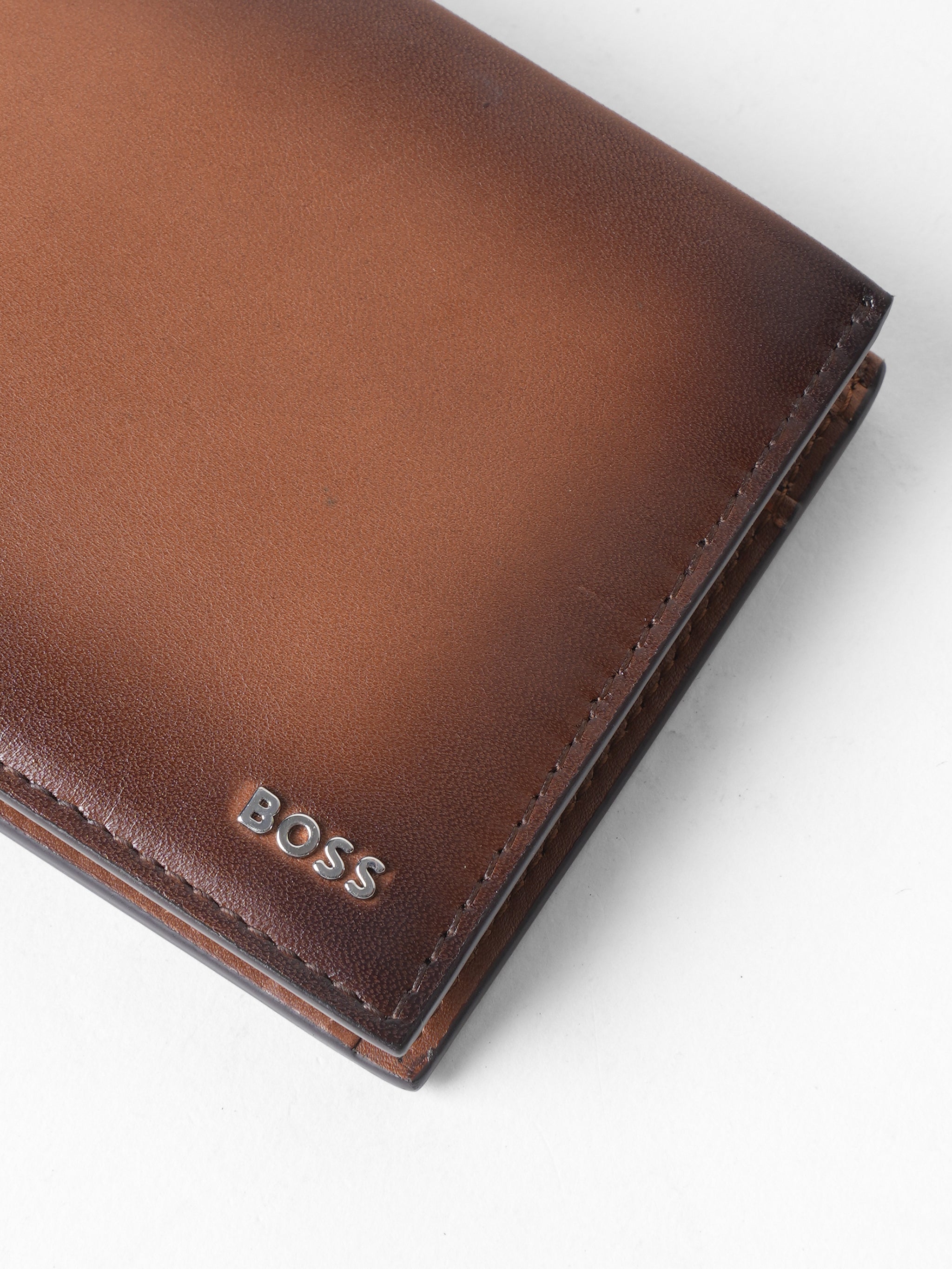 Hugo Boss Leather Wallet With Polished Silver Lettering