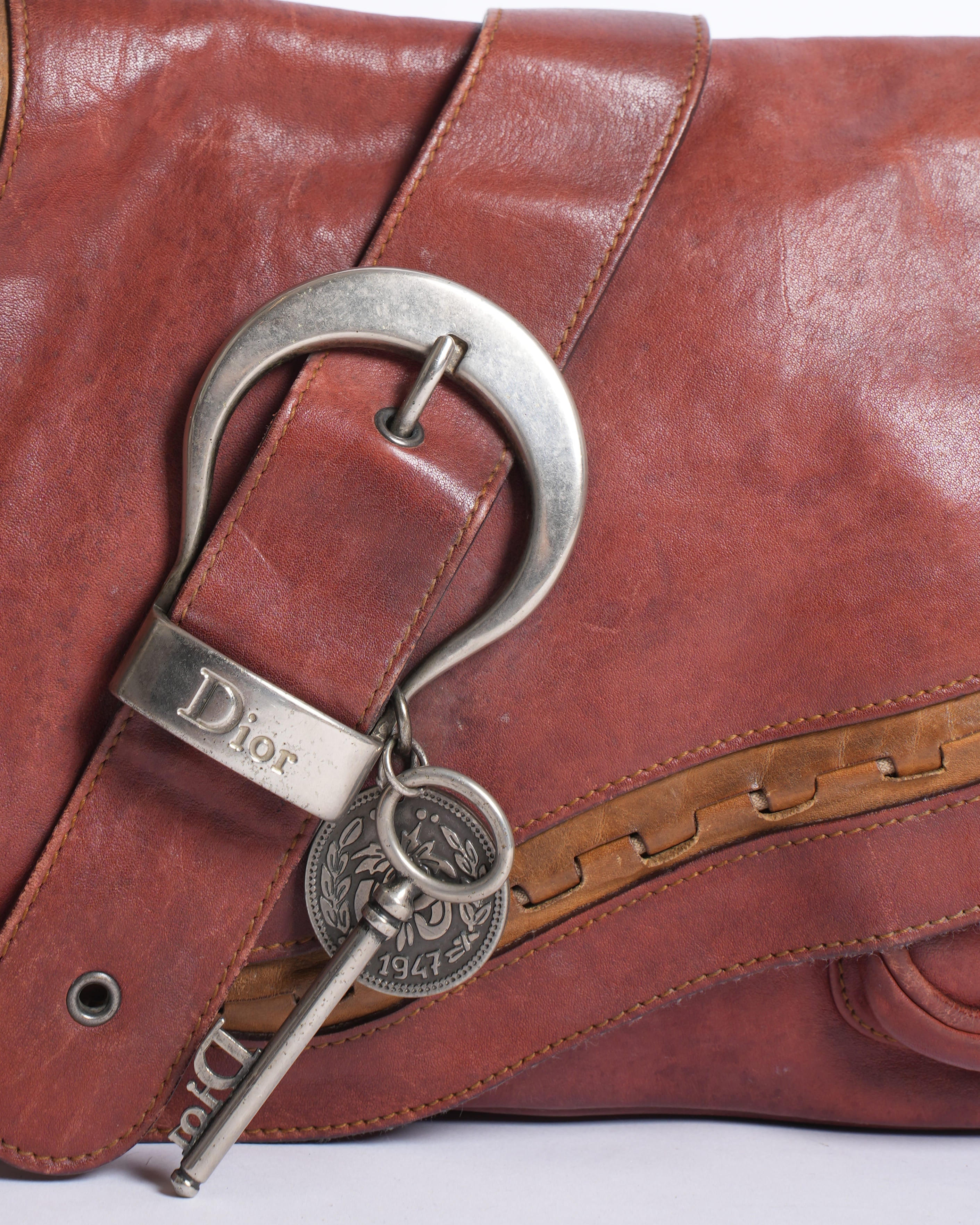Vintage Rare Christian Dior Gaucho Saddle Bag In Rustic Red