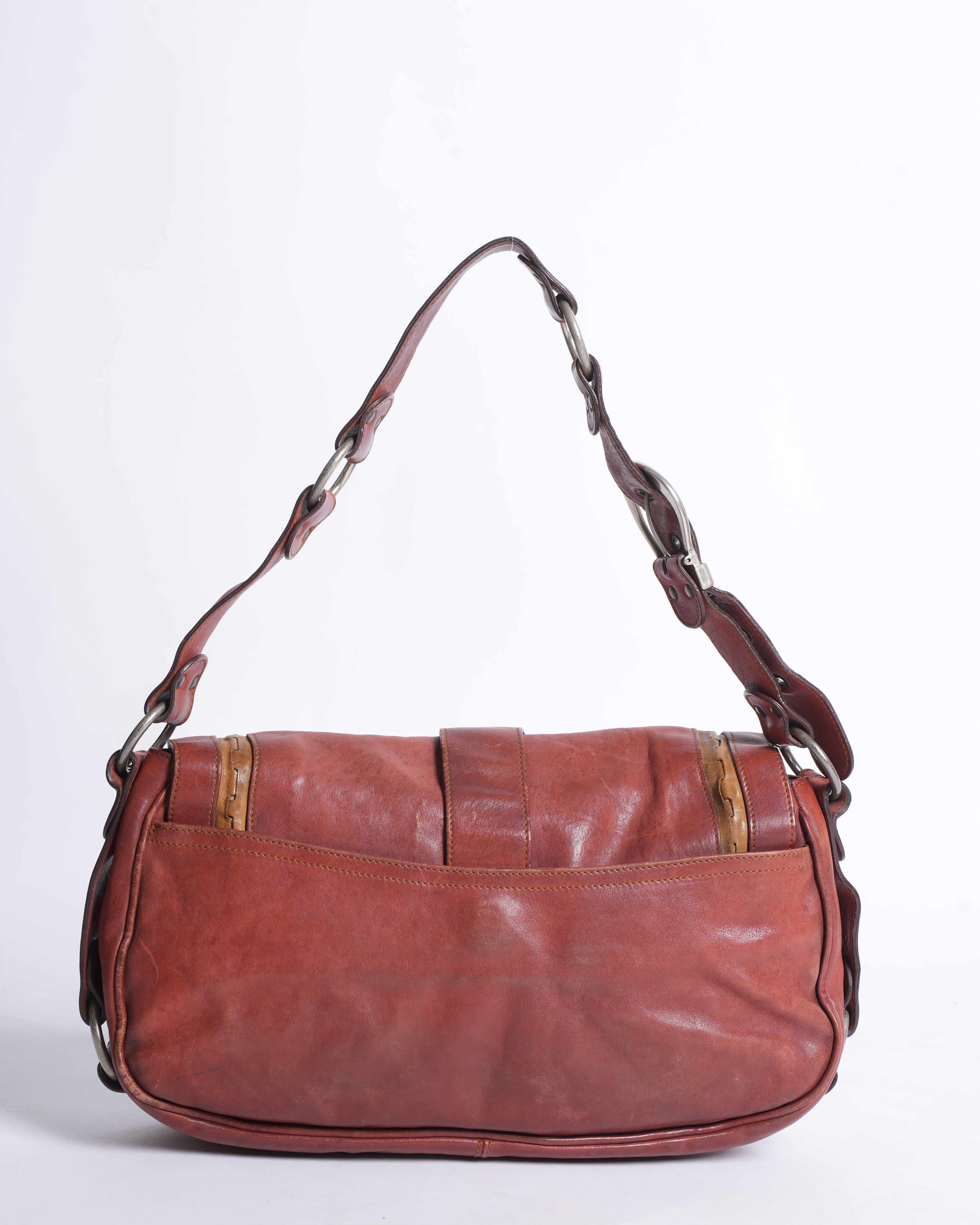 Vintage Rare Christian Dior Gaucho Saddle Bag In Rustic Red