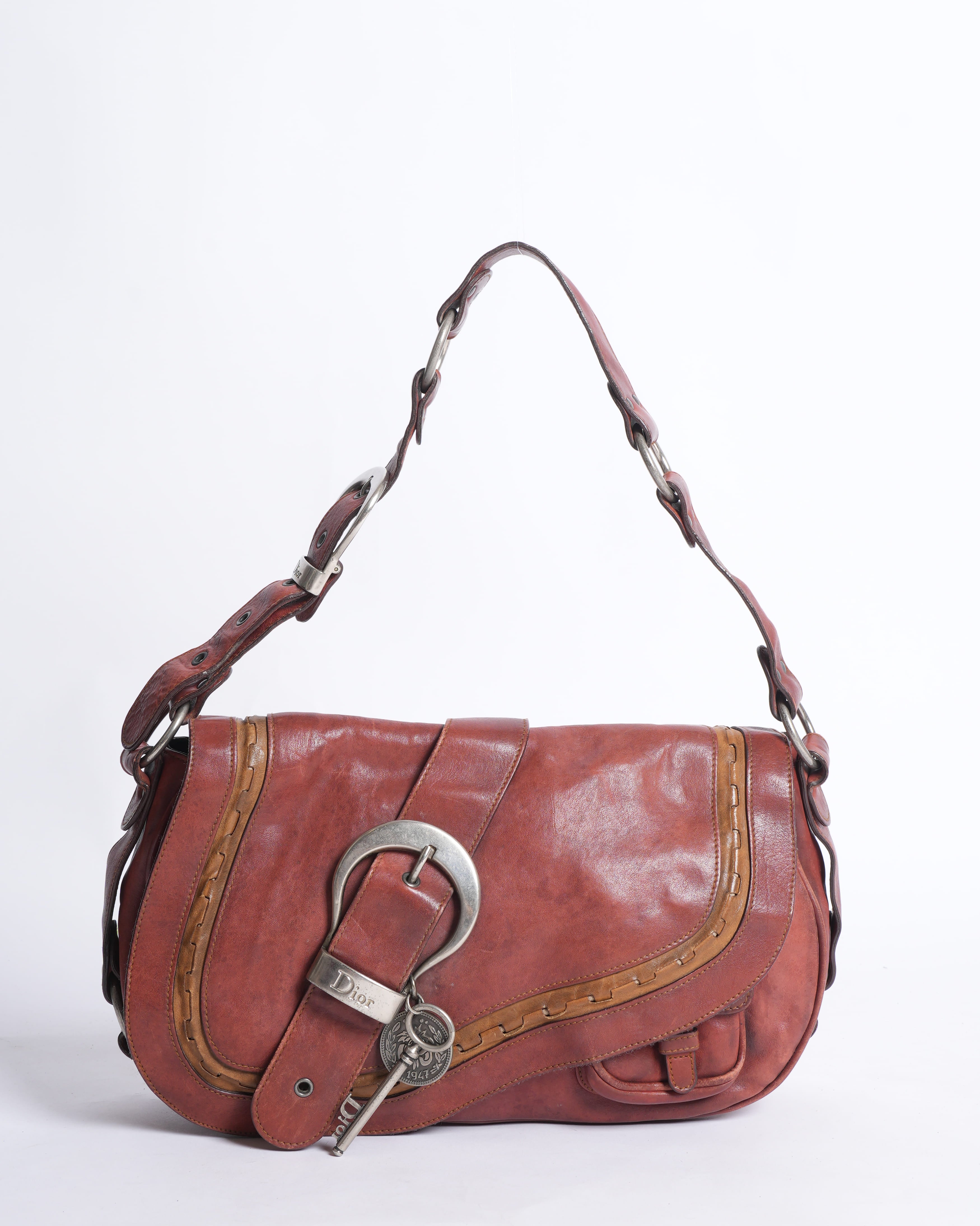 Vintage Rare Christian Dior Gaucho Saddle Bag In Rustic Red