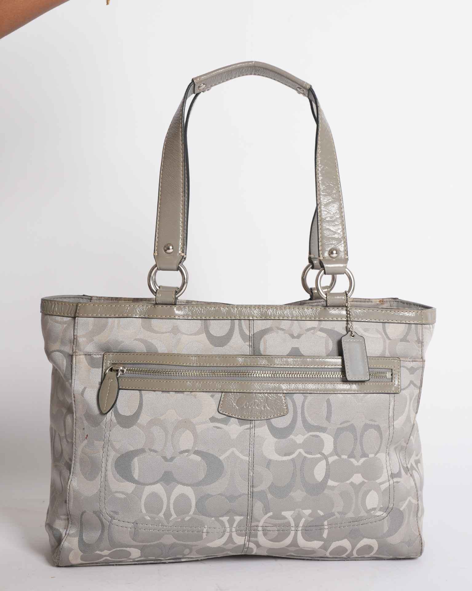 Coach grey canvas and leather vintage shoulder bag
