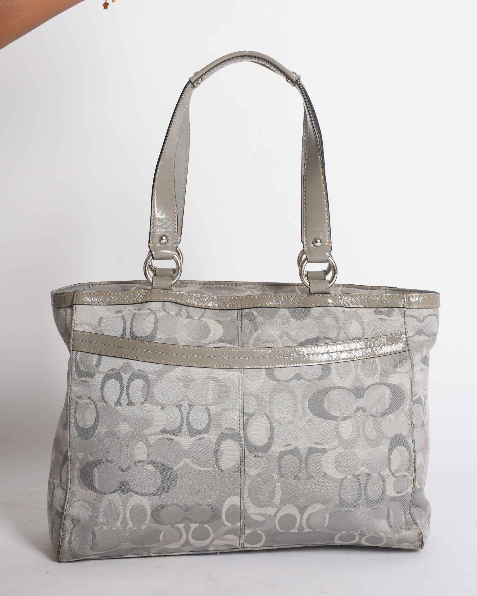 Coach grey canvas and leather vintage shoulder bag