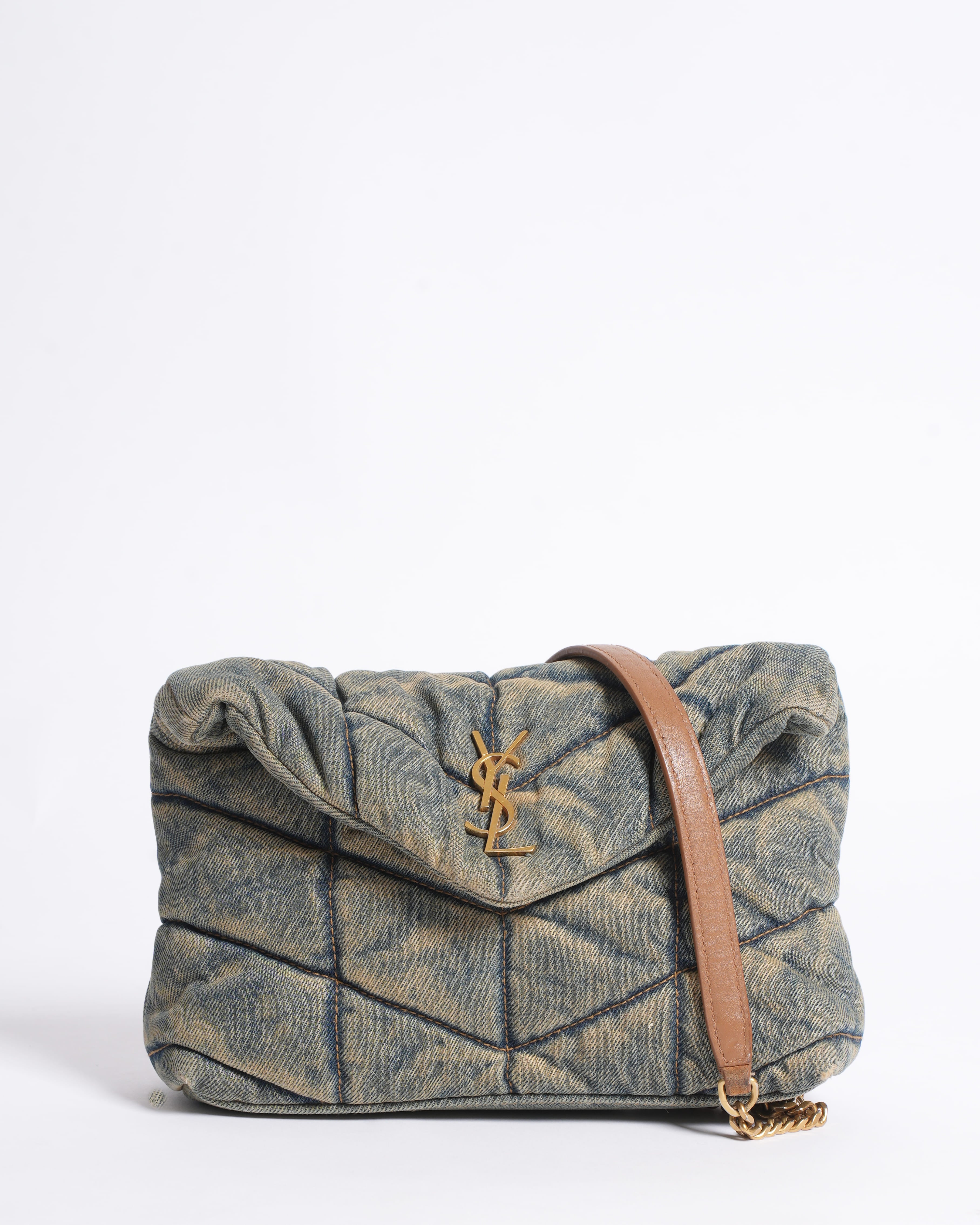 Saint Laurent LouLou Puffer Shoulder Bag in Denim