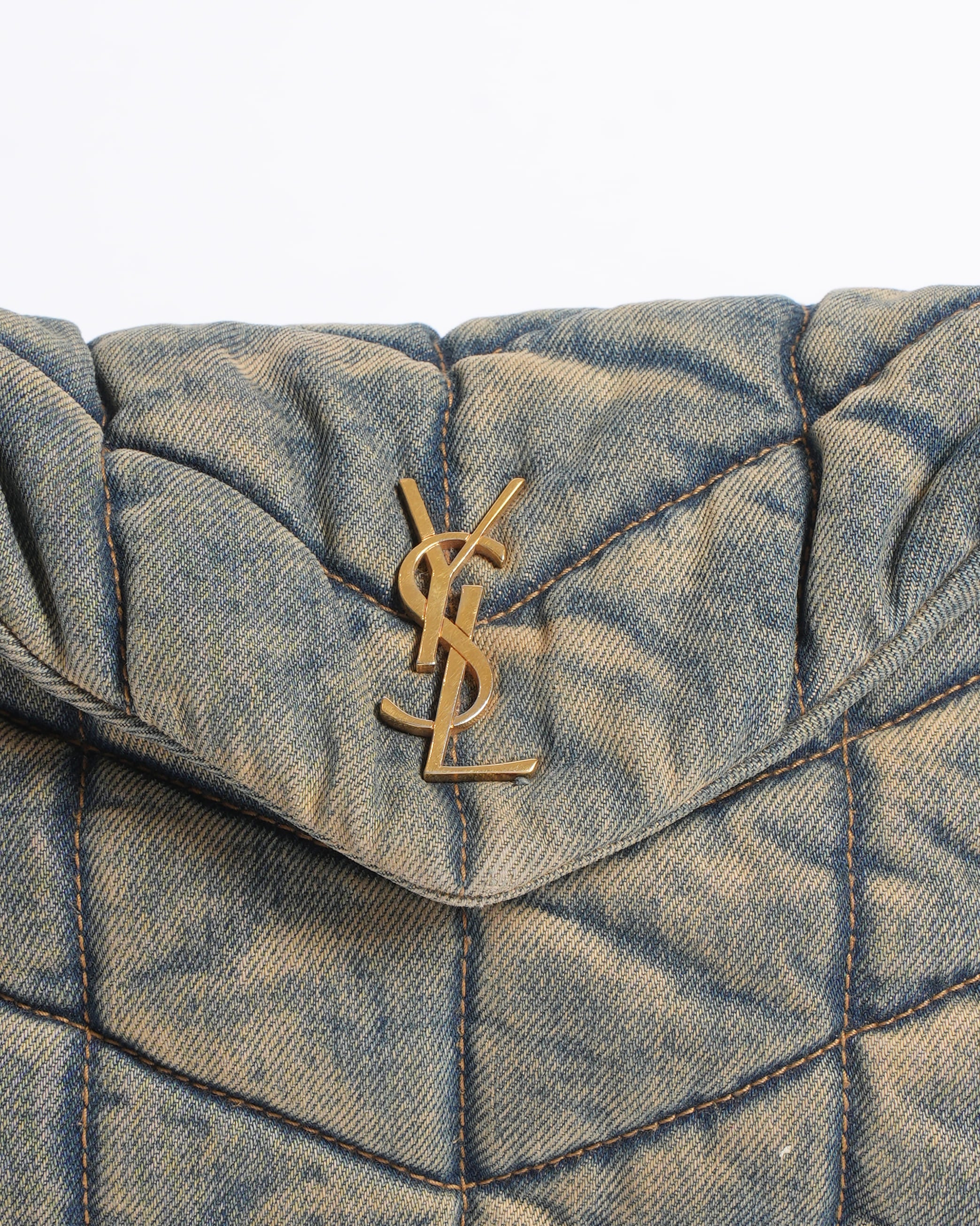 Saint Laurent LouLou Puffer Shoulder Bag in Denim