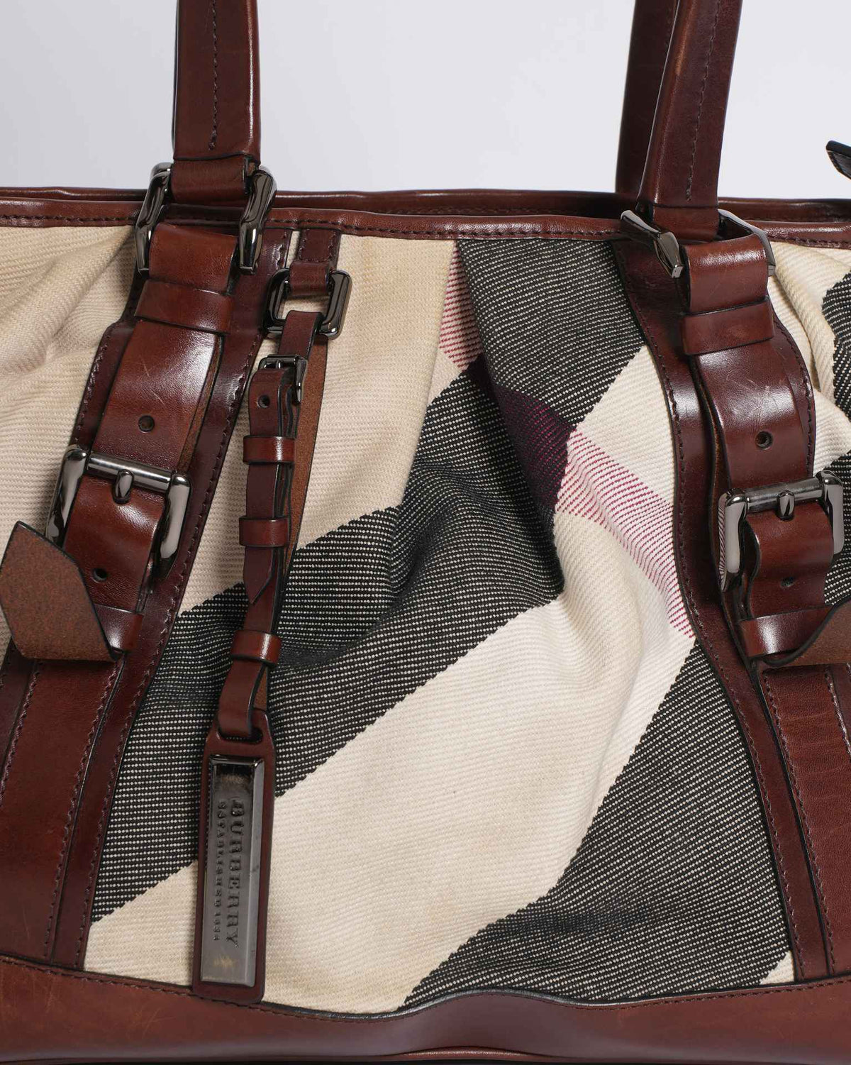 Burberry Brown Mega Check Canvas & Leather Lowry Tote