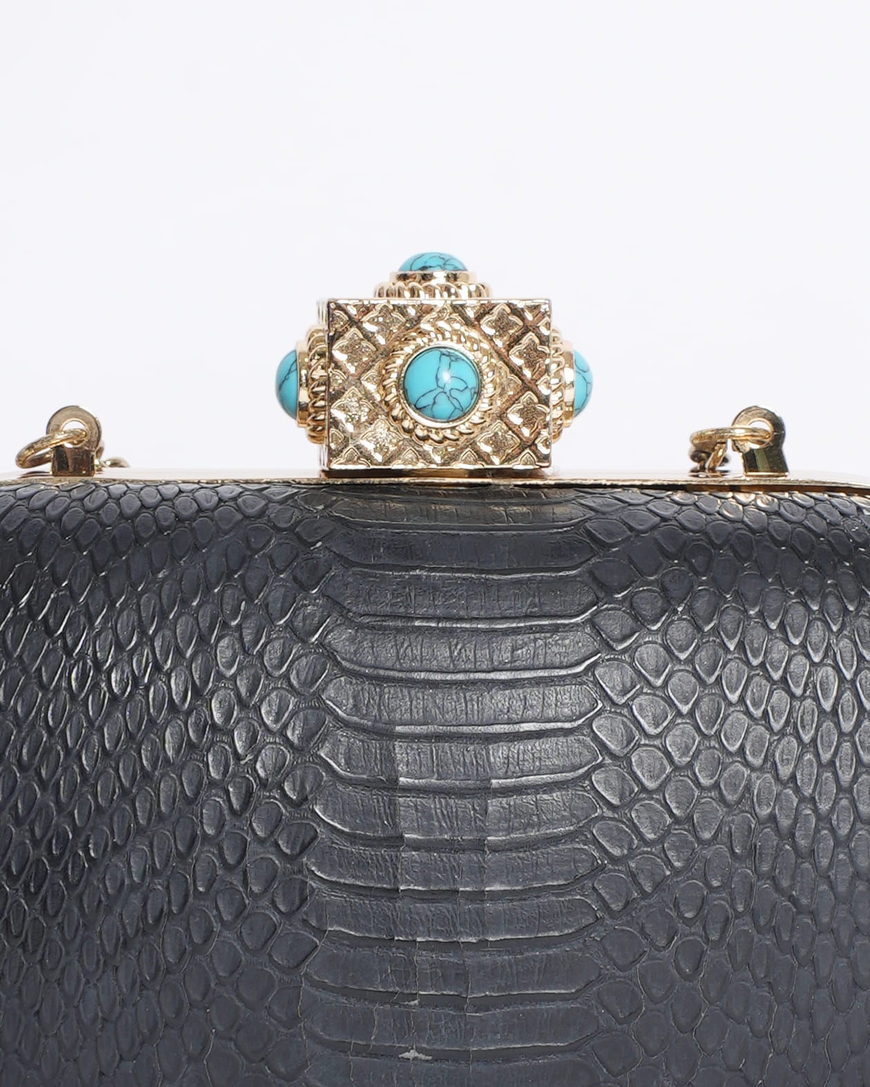 BCBG Black Snakeskin Clutch