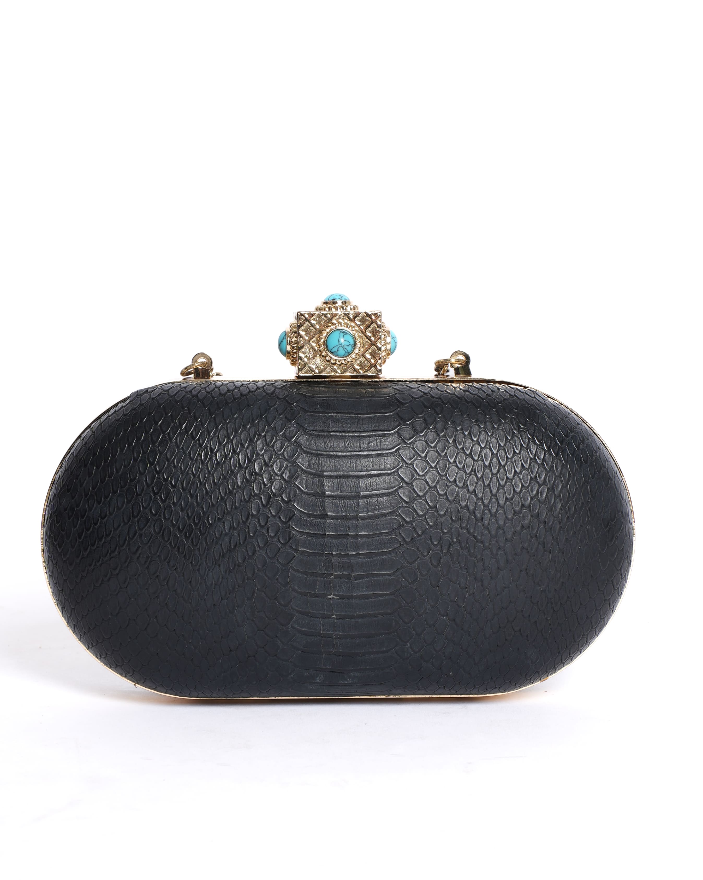BCBG Black Snakeskin Clutch