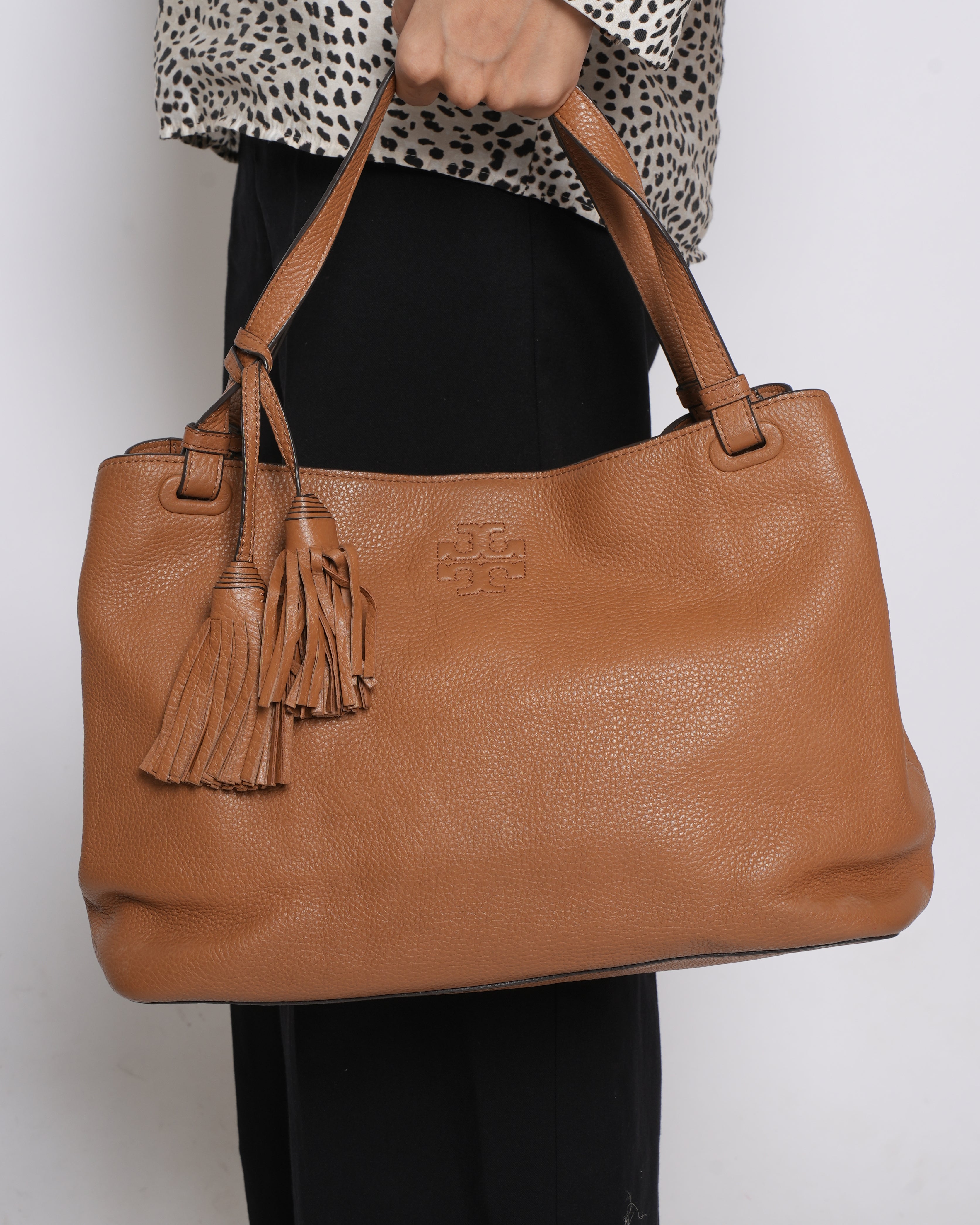 Tory Burch Brown Leather Thea Center Tote