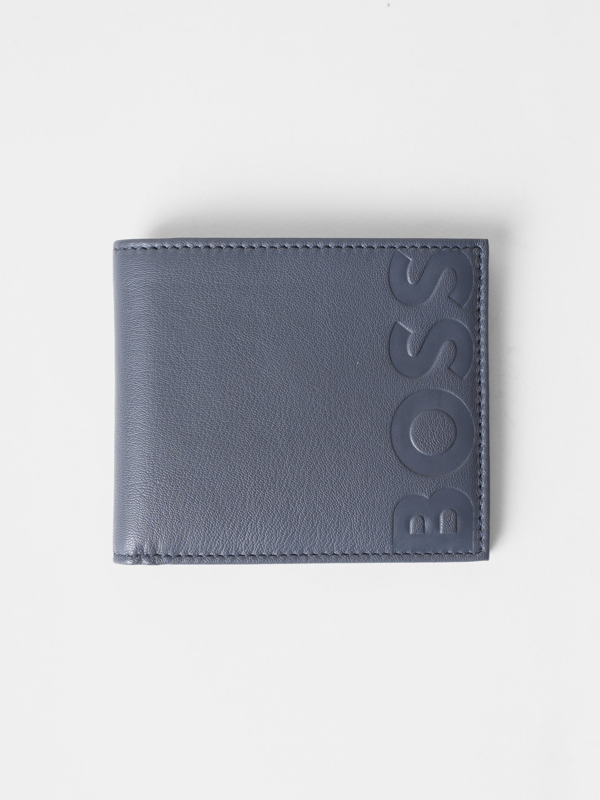 New Hugo Boss Embosed Logo Wallet In Grained Leather With Coin Pocket