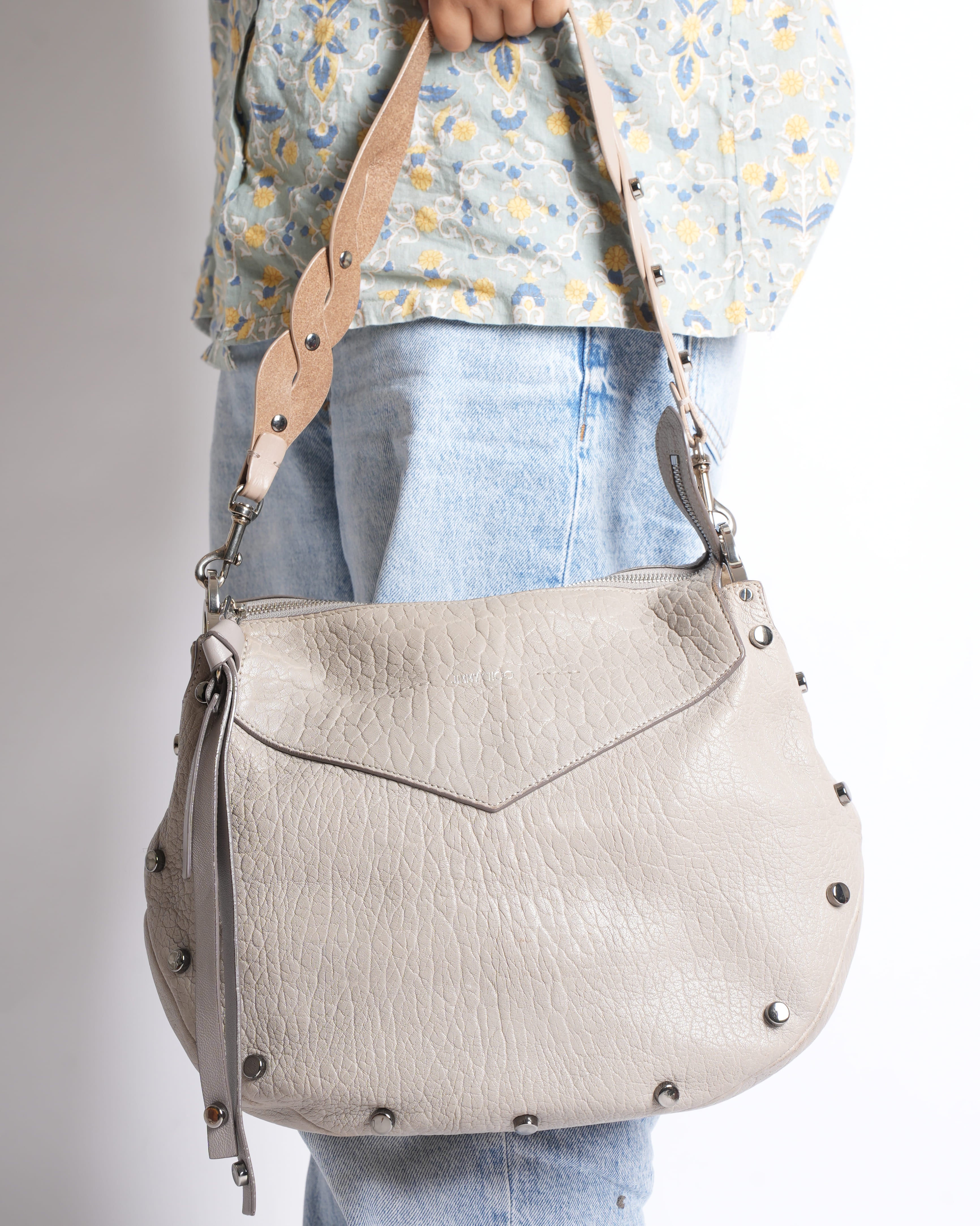 Jimmy Choo Light Grey Leather Handbag With Detachable Straps