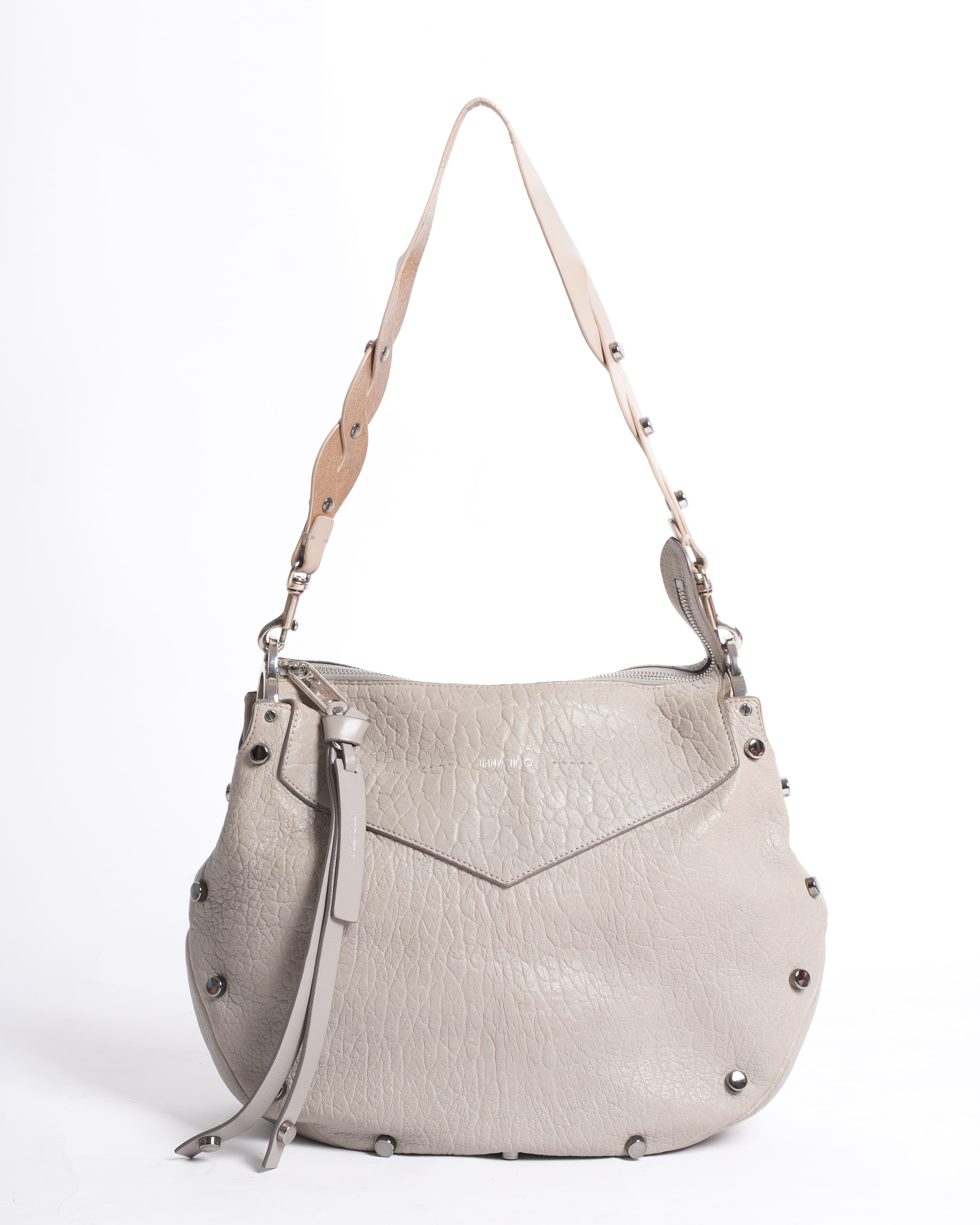 Jimmy Choo Light Grey Leather Handbag With Detachable Straps