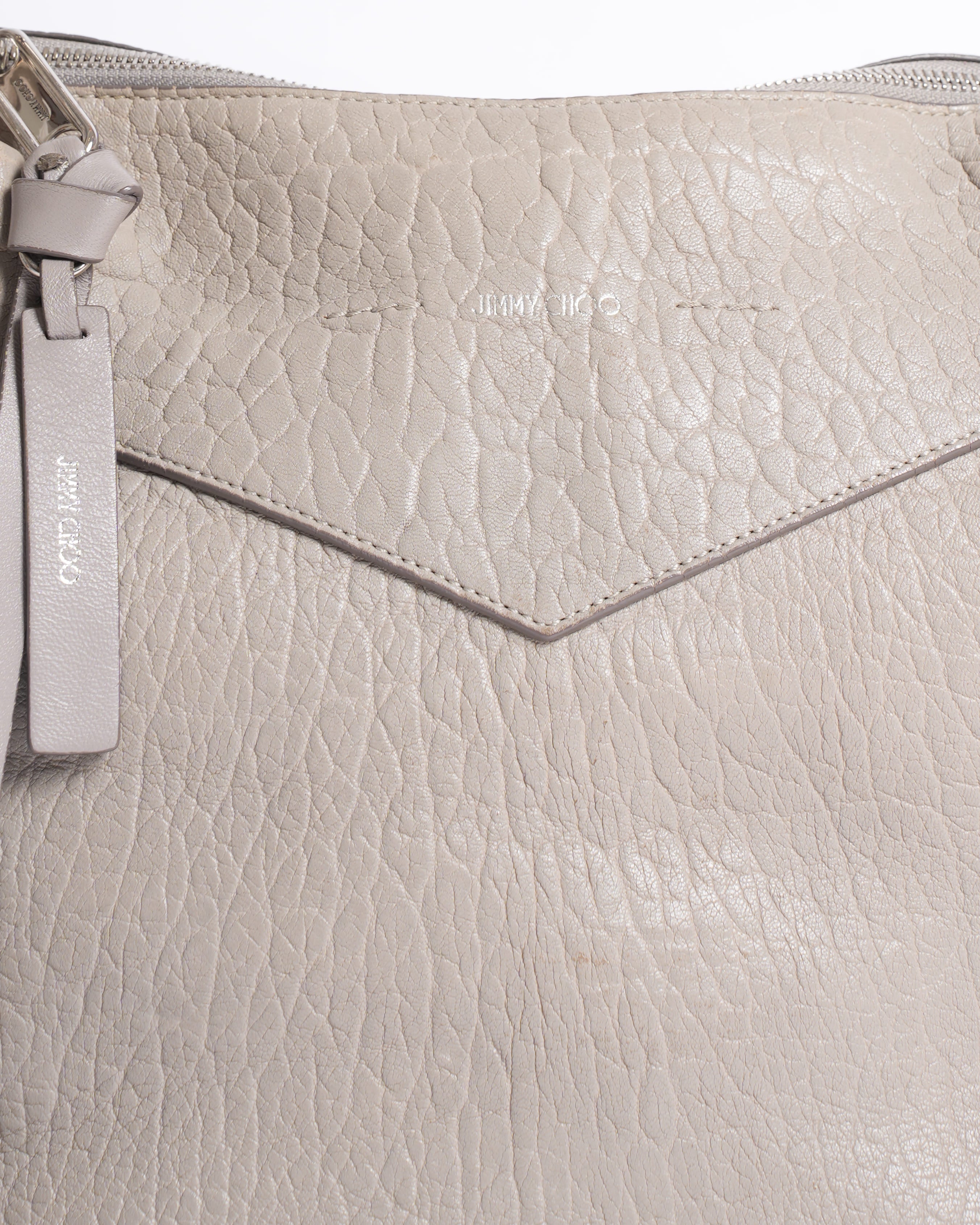 Jimmy Choo Light Grey Leather Handbag With Detachable Straps