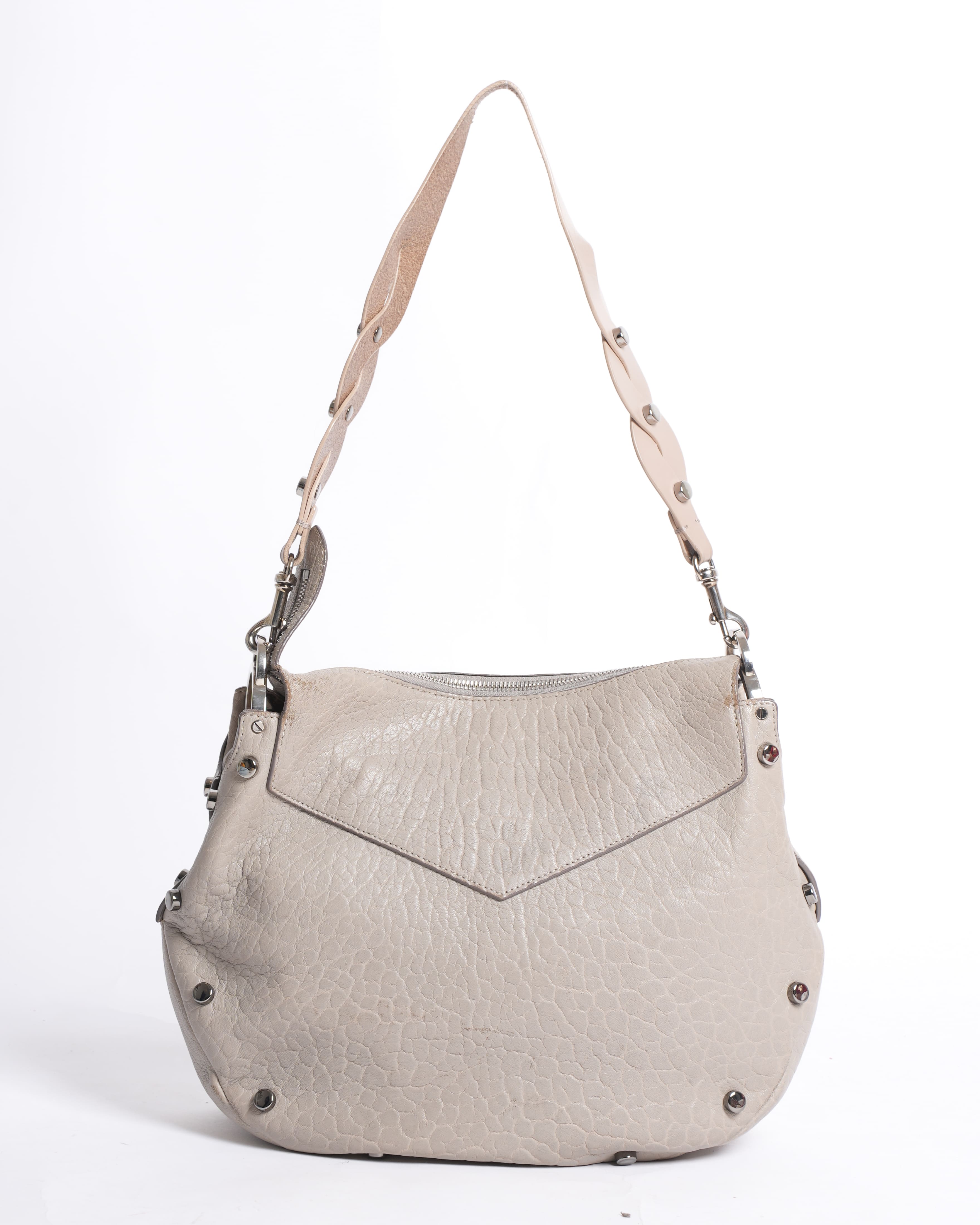 Jimmy Choo Light Grey Leather Handbag With Detachable Straps