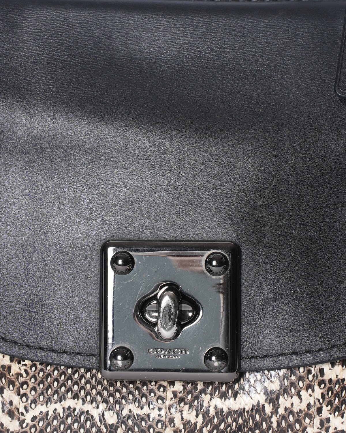 Coach black leather with snakeskin drifter crossbody