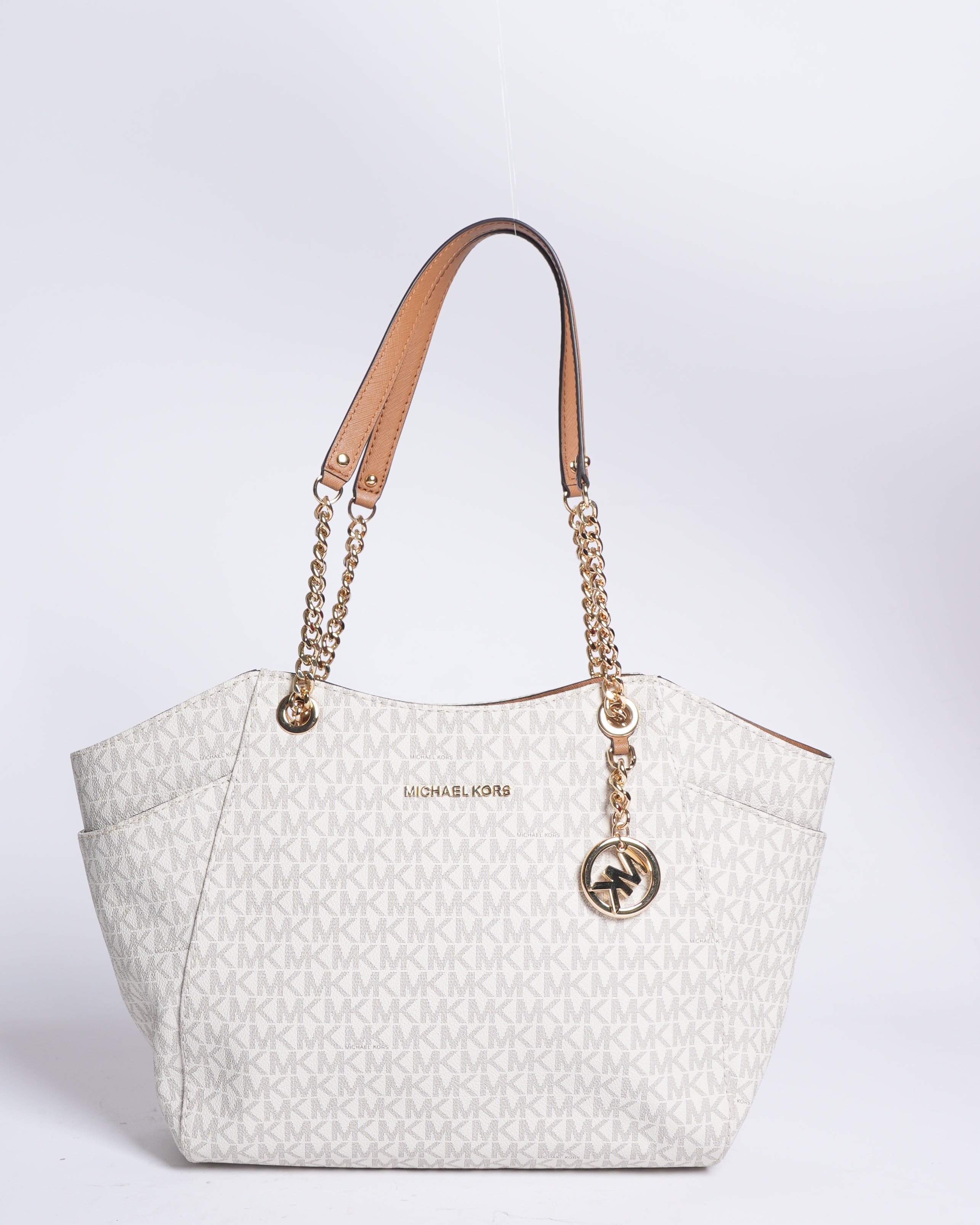 MK Signature Monogram Voyager Tote In White