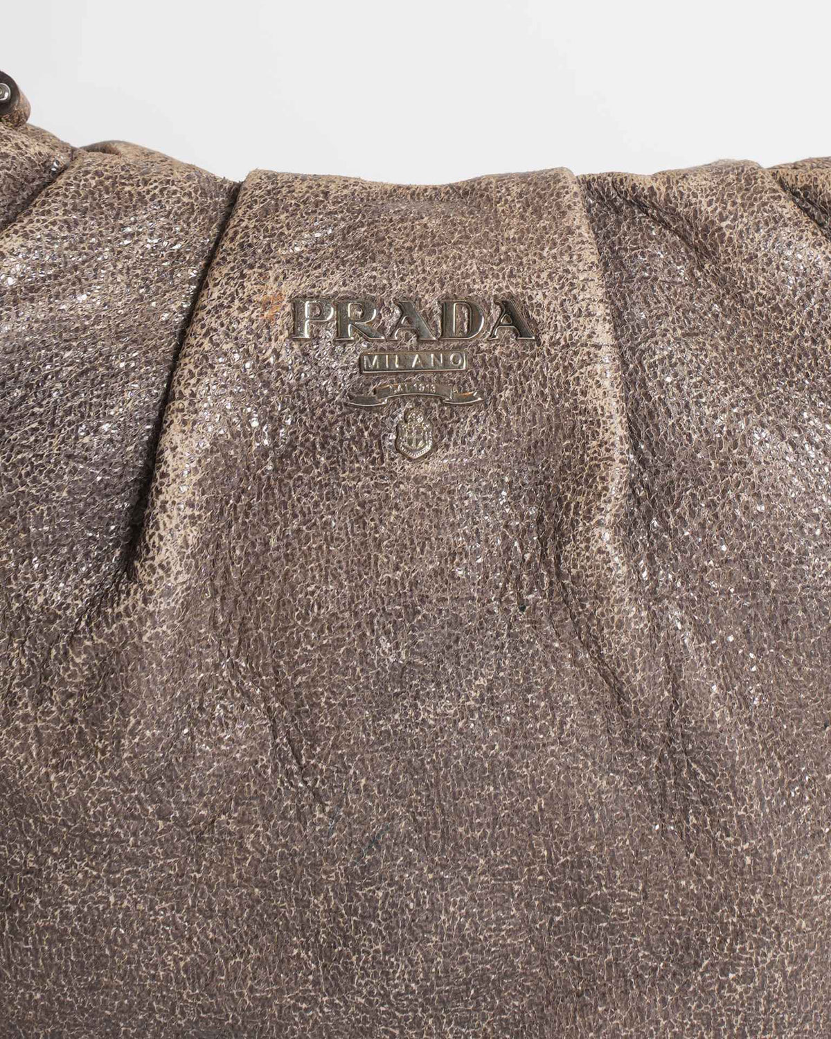 Prada Metallic Brown Cervo Leather Chain Hobo
