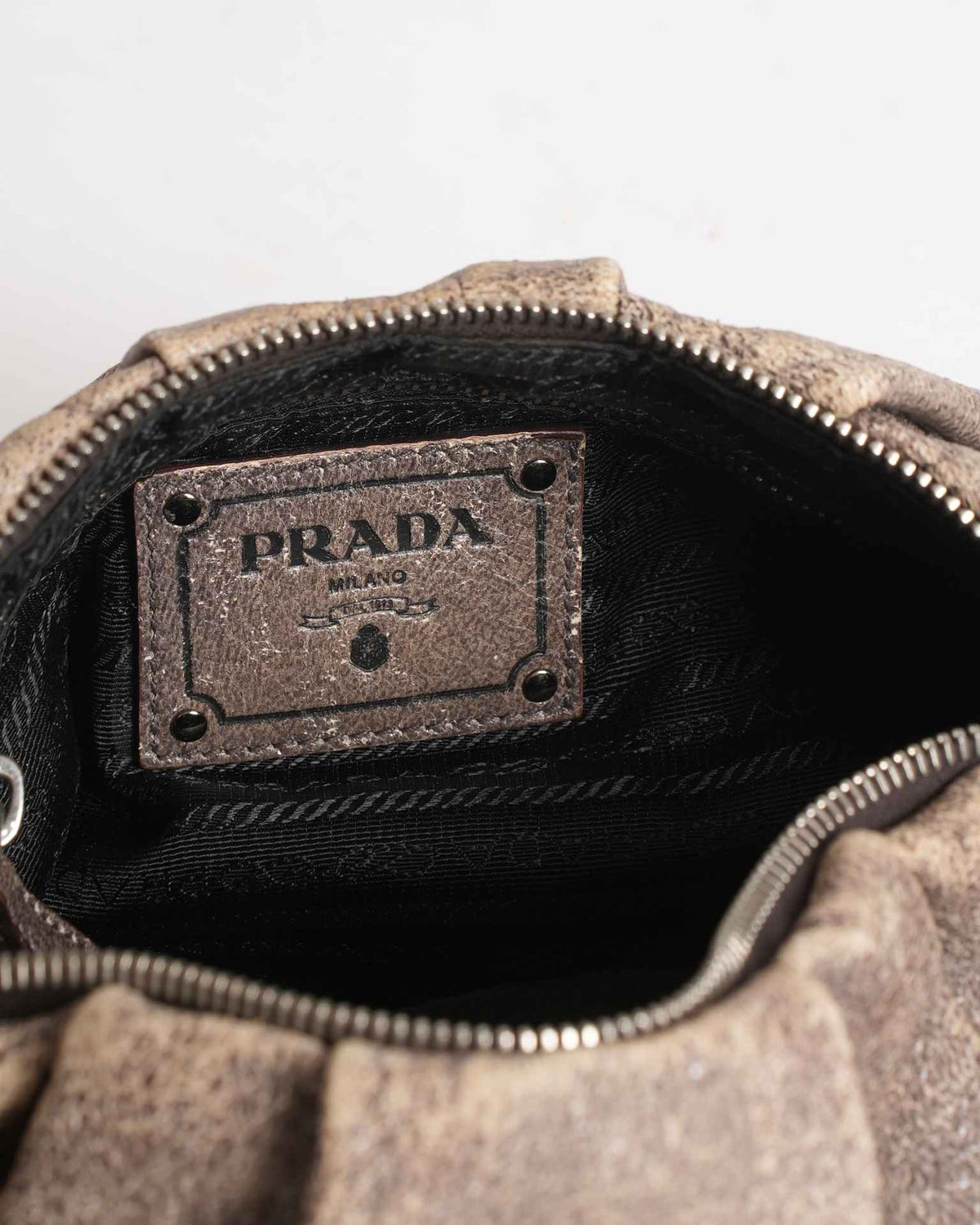 Prada Metallic Brown Cervo Leather Chain Hobo
