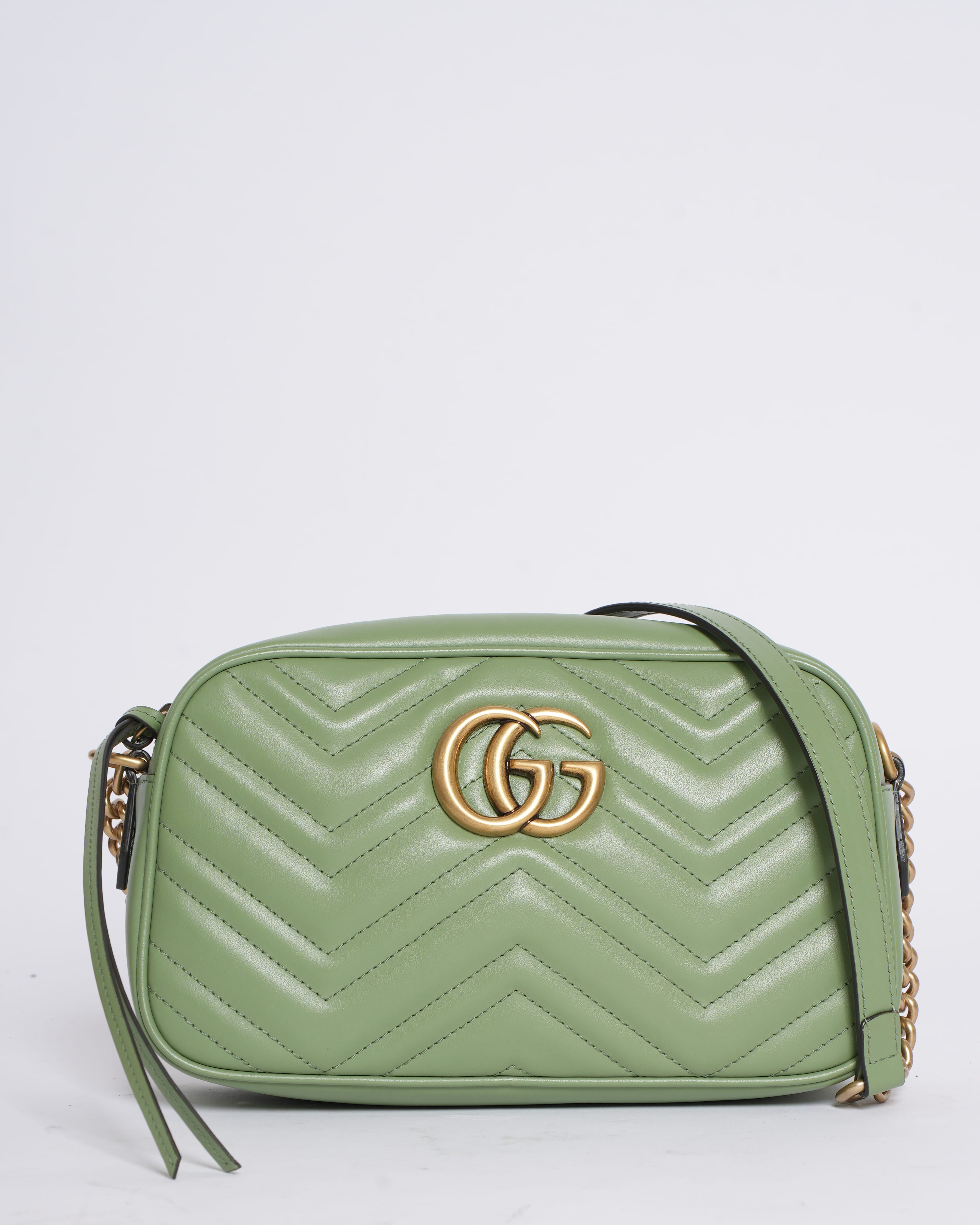 Gucci GG Marmont Matelassé Shoulder Bag in Sage Green