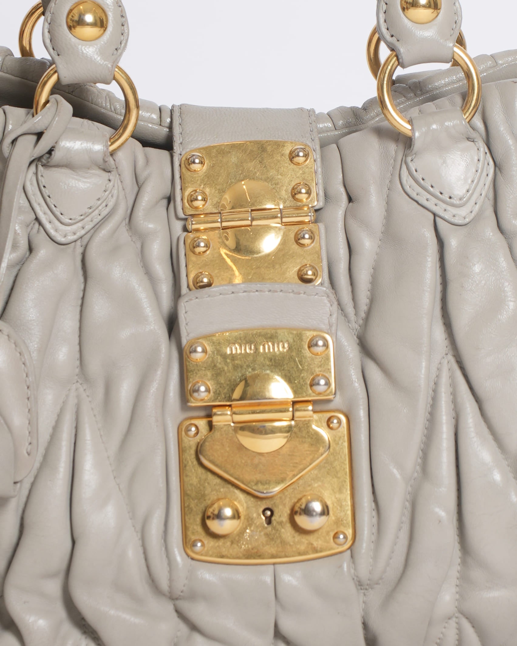Miu Miu Matelassé Leather Satchel in Grey