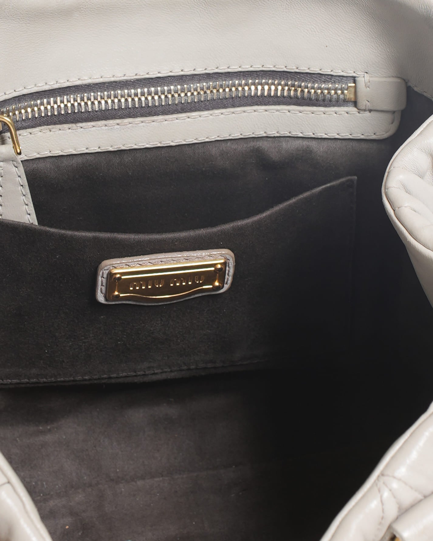 Miu Miu Matelassé Leather Satchel in Grey