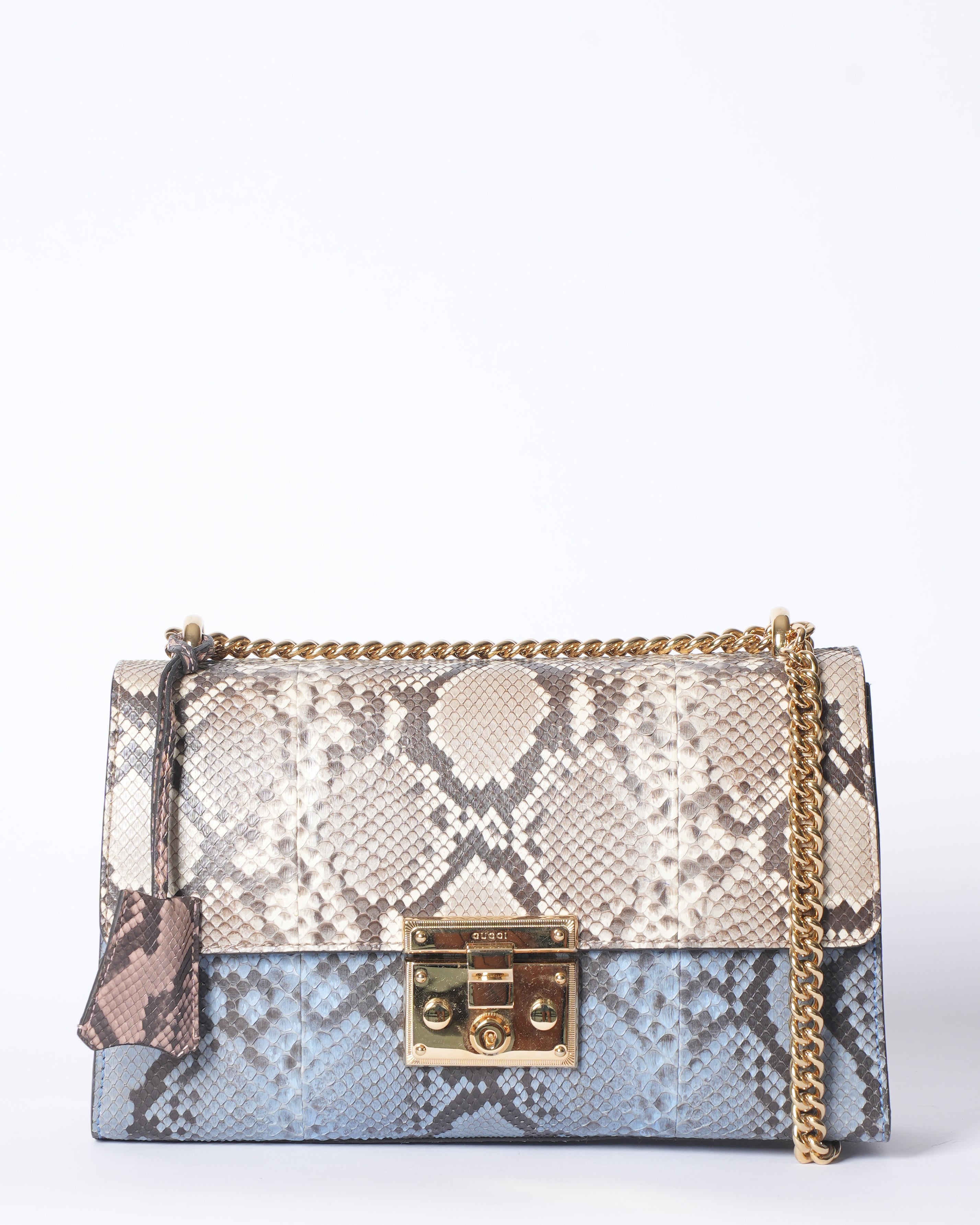 Gucci Multicolour Python Padlock Flap Shoulder Bag