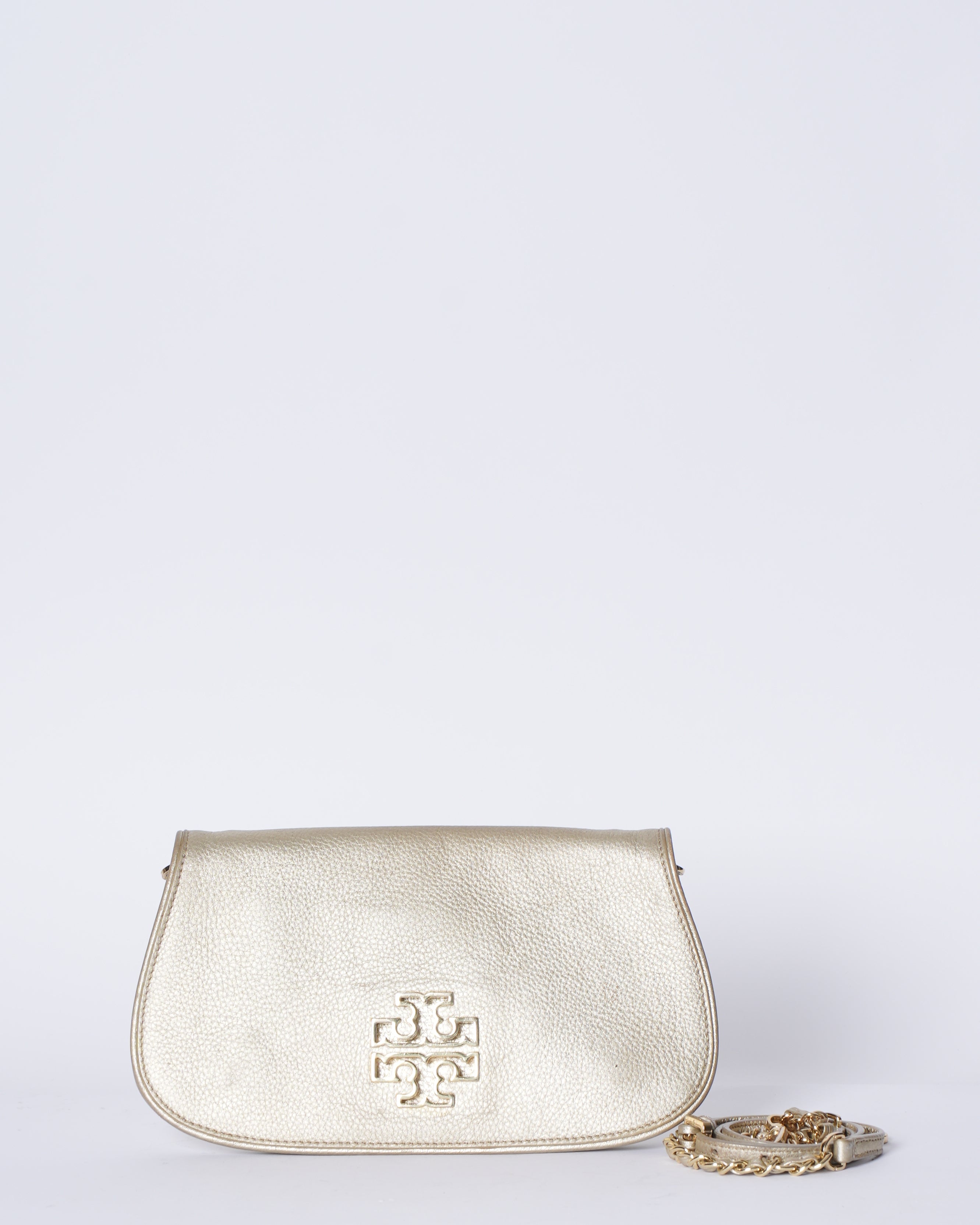 Tory Burch Metalluc Leather Crossbody in Golden