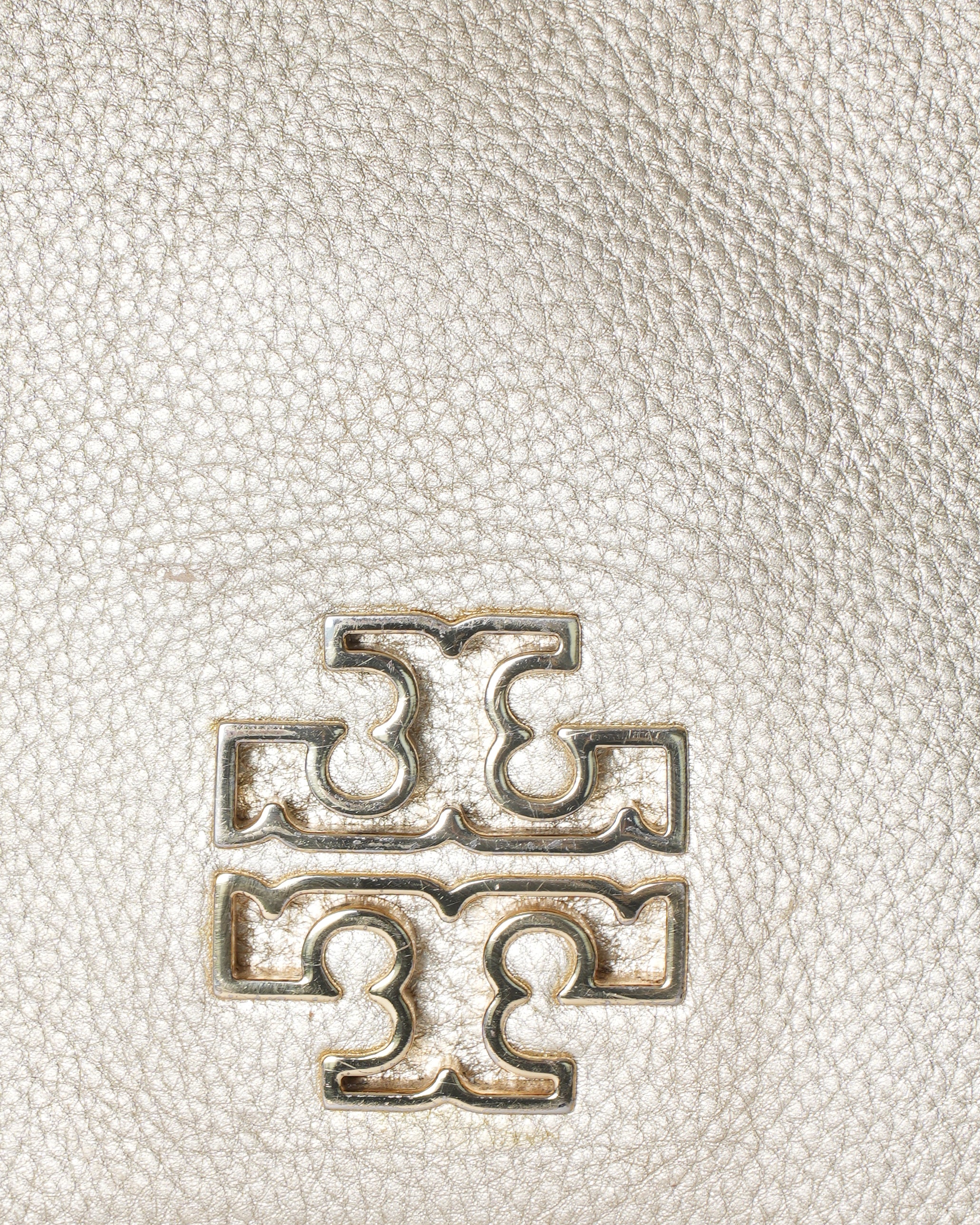 Tory Burch Metalluc Leather Crossbody in Golden