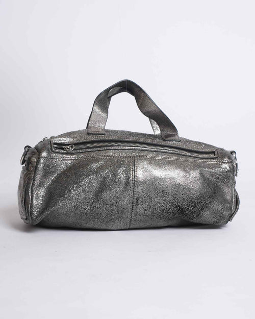 Alexander McQueen holdall bowling bag in metallic silver