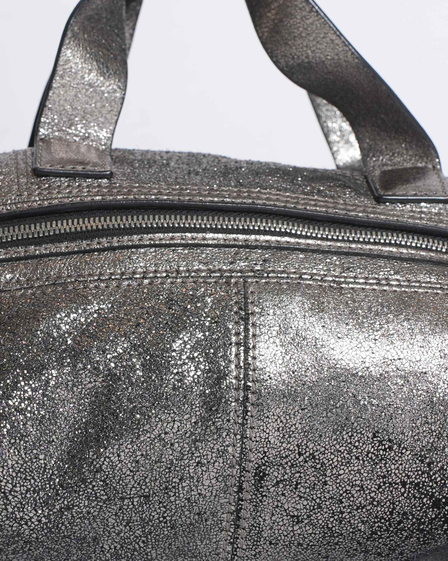 Alexander McQueen holdall bowling bag in metallic silver