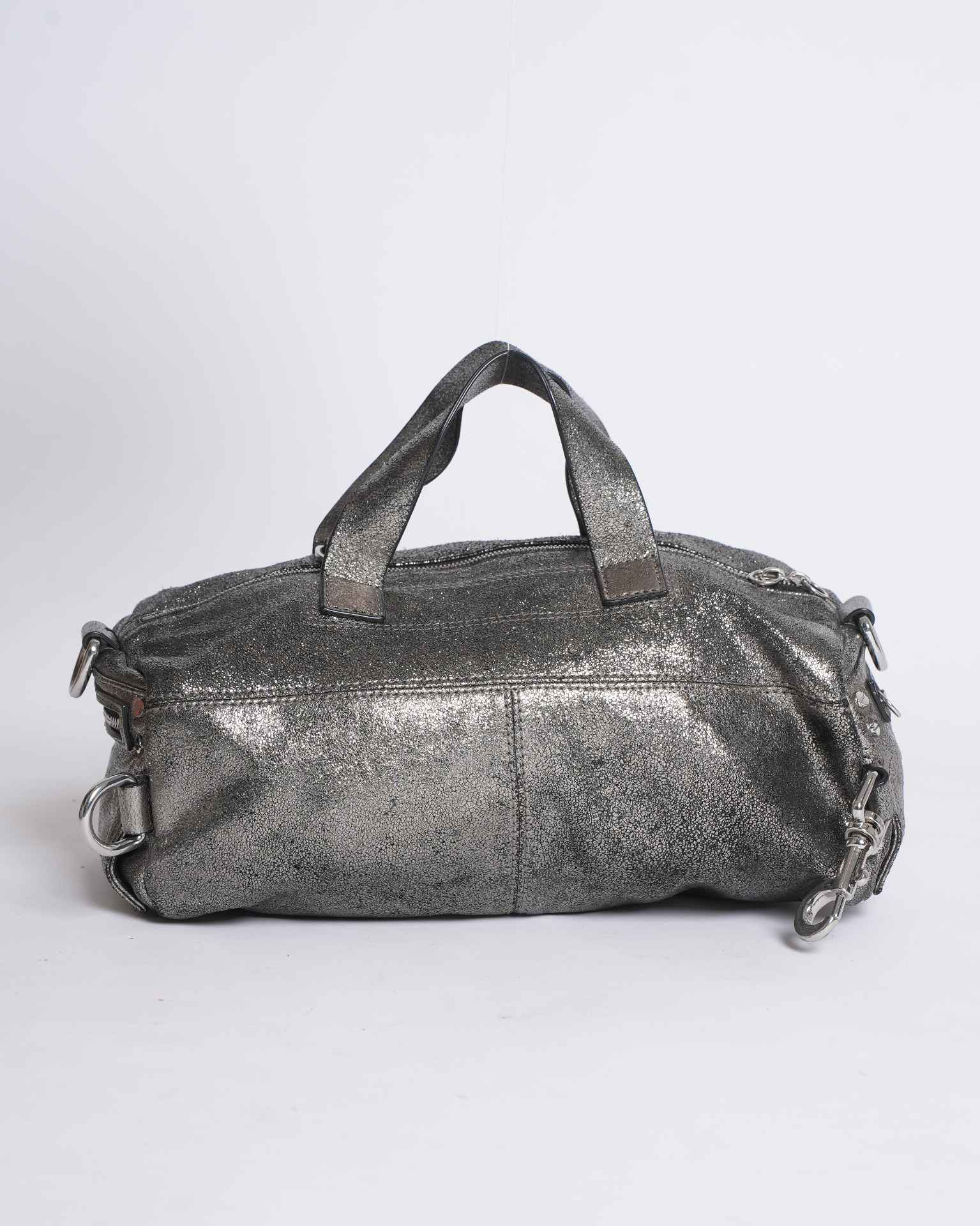 Alexander McQueen holdall bowling bag in metallic silver
