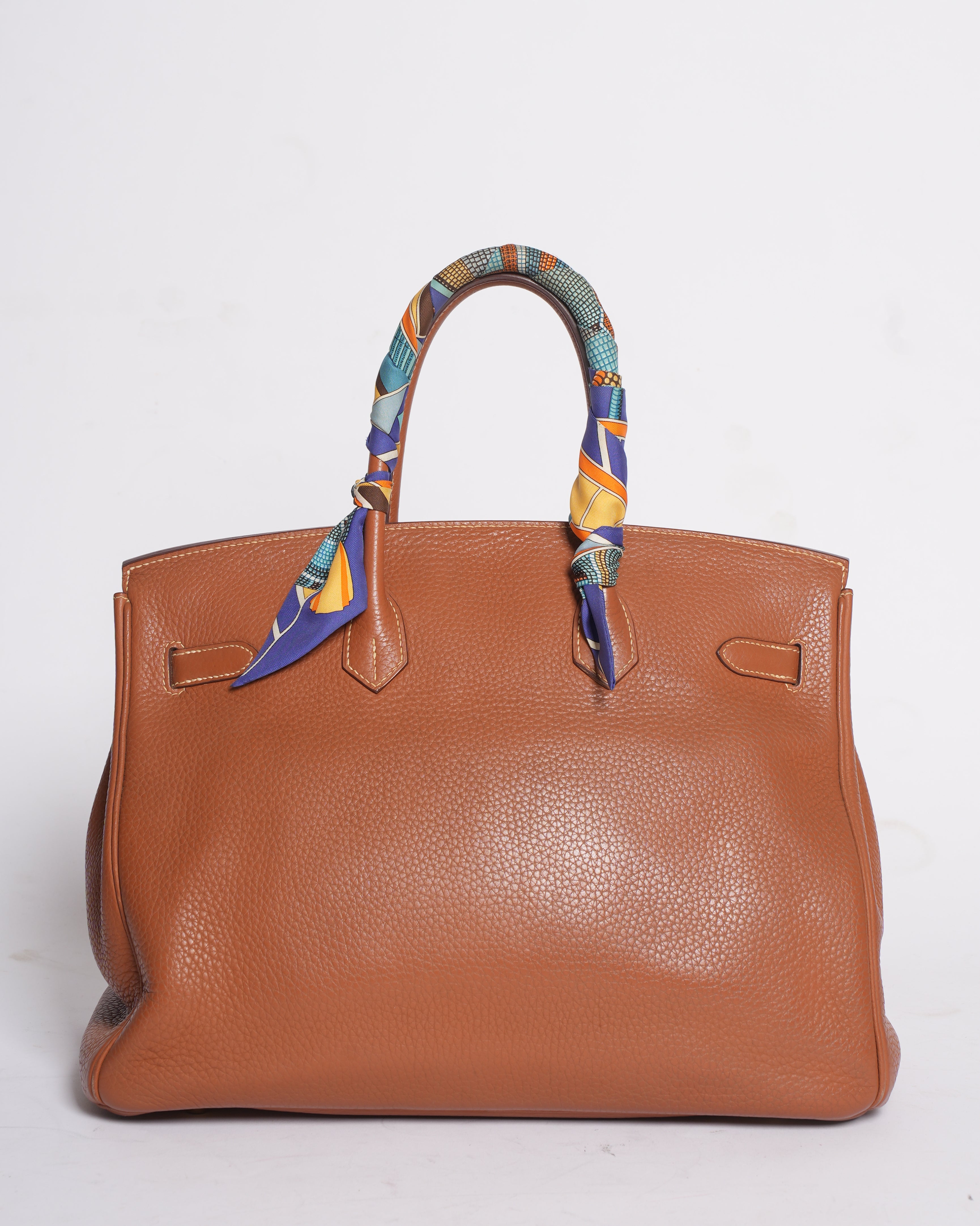 Hermes Birkin 35 in Tan with scarf