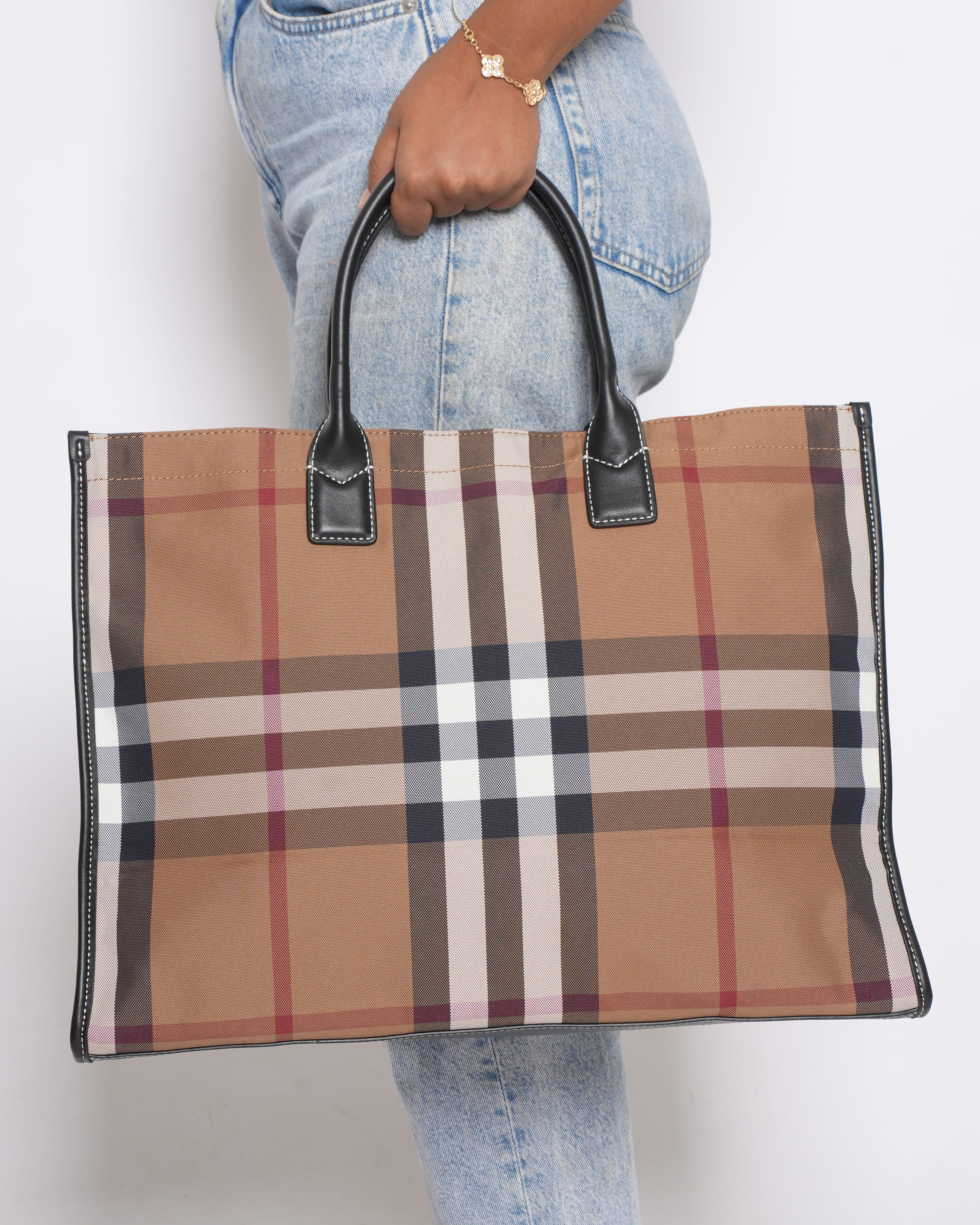 Burberry Beige Check Denny Tote