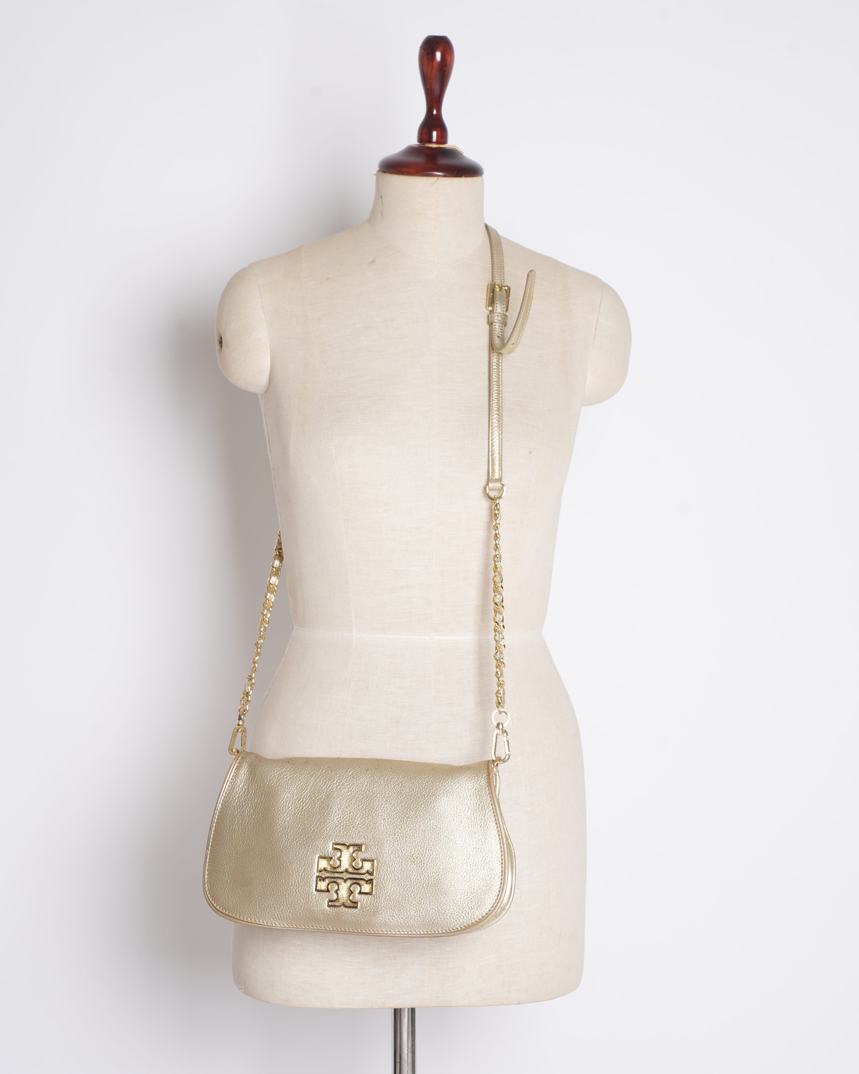 Tory Burch Britten Metallic Gold Crossbody Bag