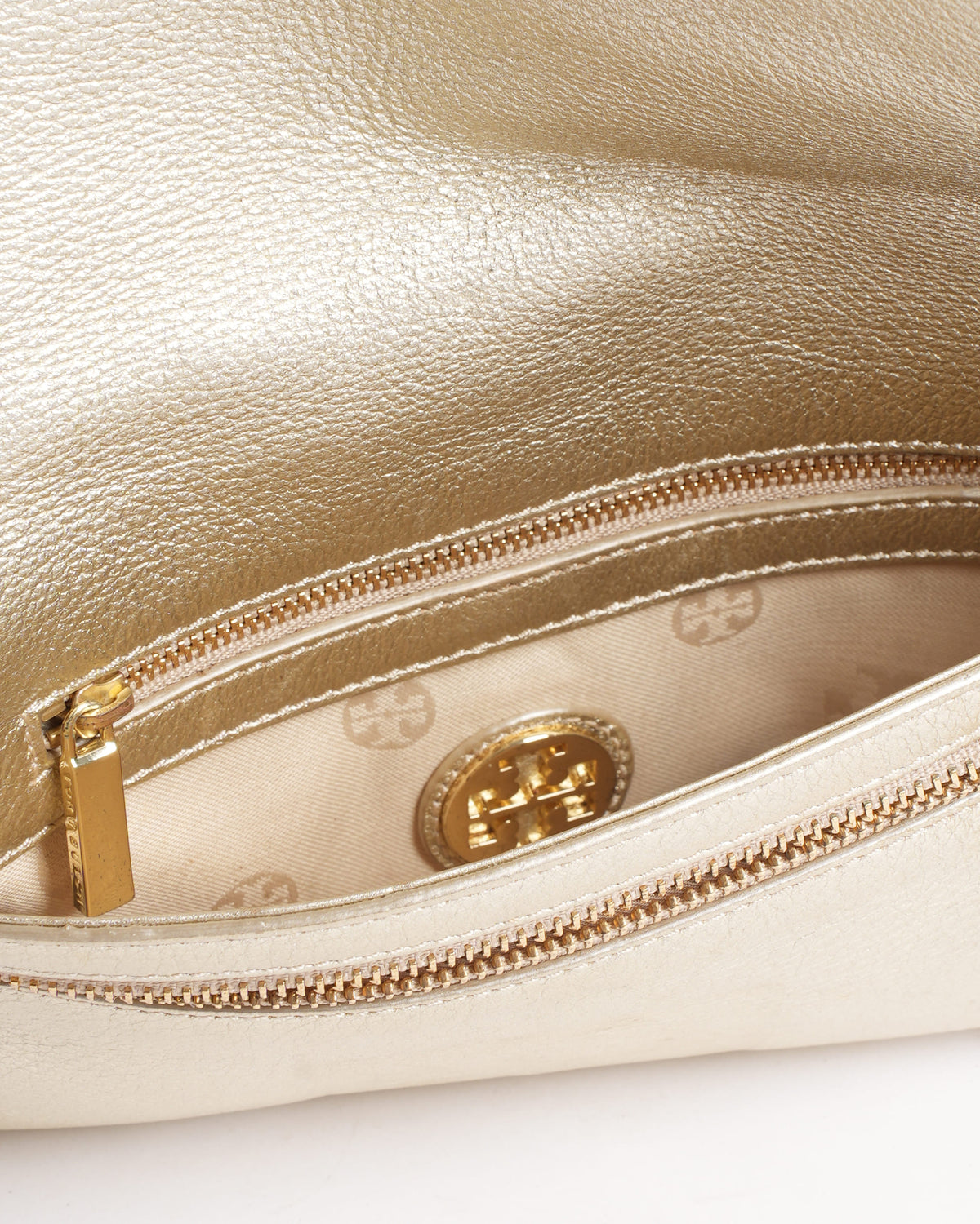 Tory Burch Britten Metallic Gold Crossbody Bag