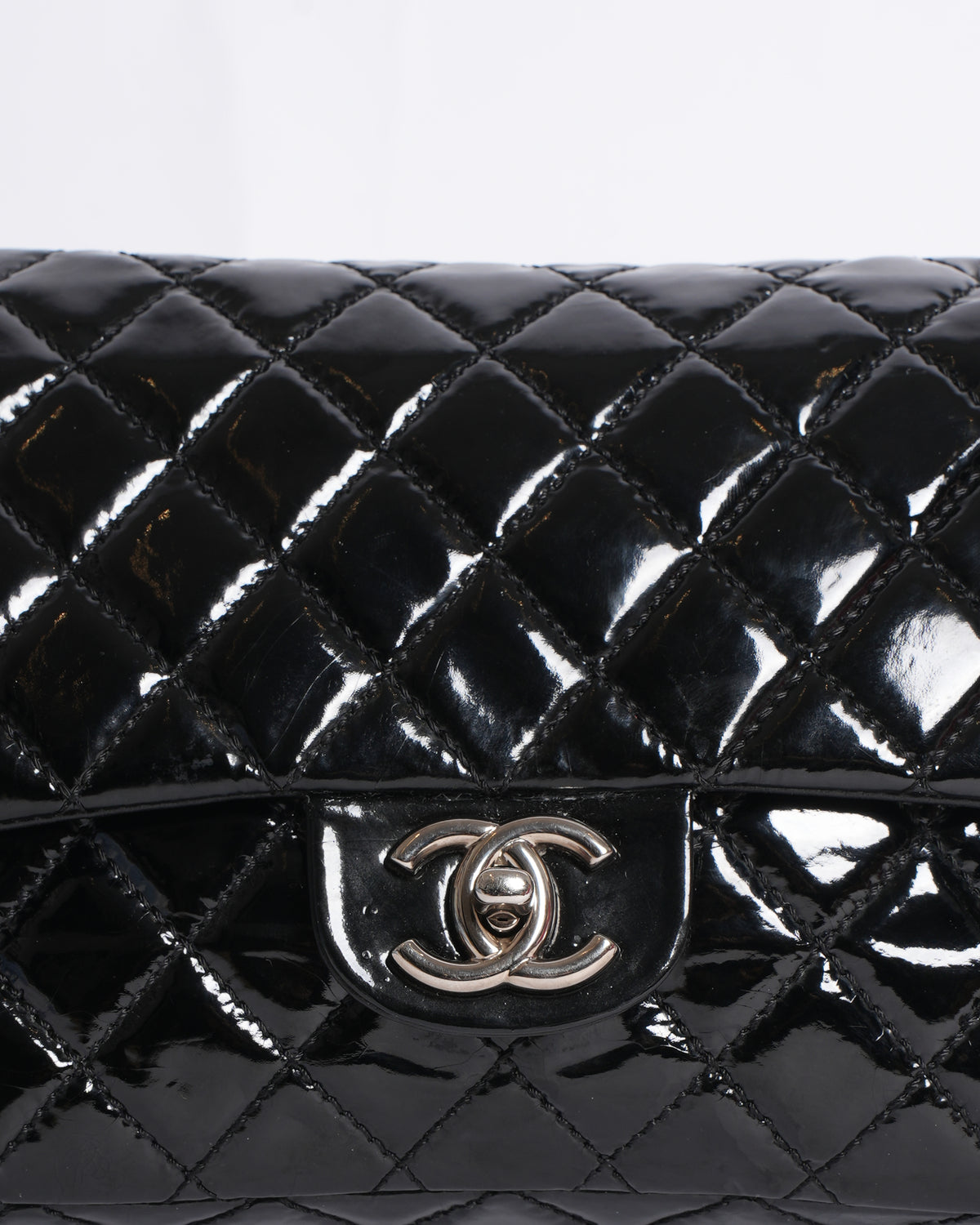 Chanel black medium classic flap bag in patent leather